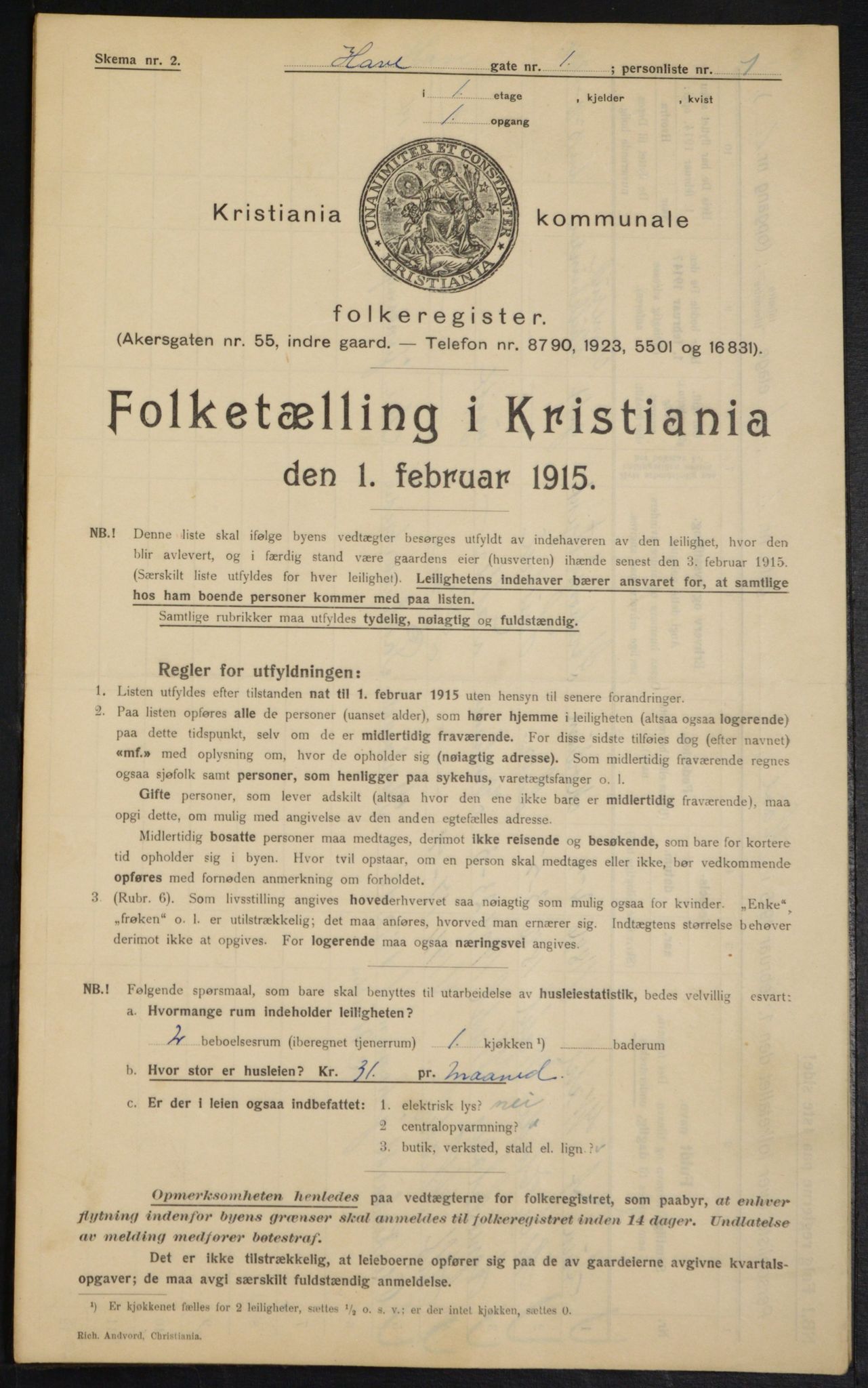 OBA, Kommunal folketelling 1.2.1915 for Kristiania, 1915, s. 32939