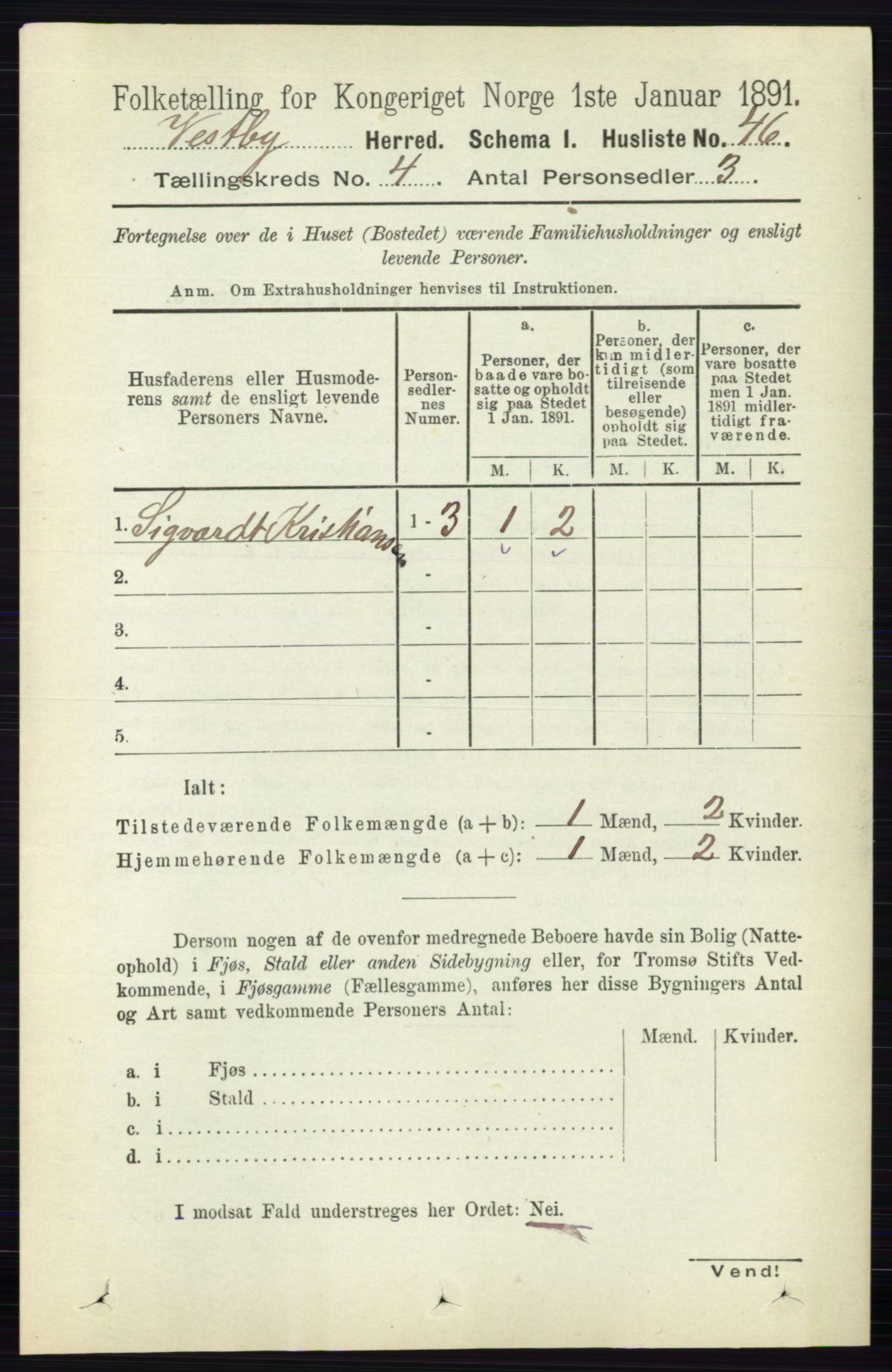 RA, Folketelling 1891 for 0211 Vestby herred, 1891, s. 1525