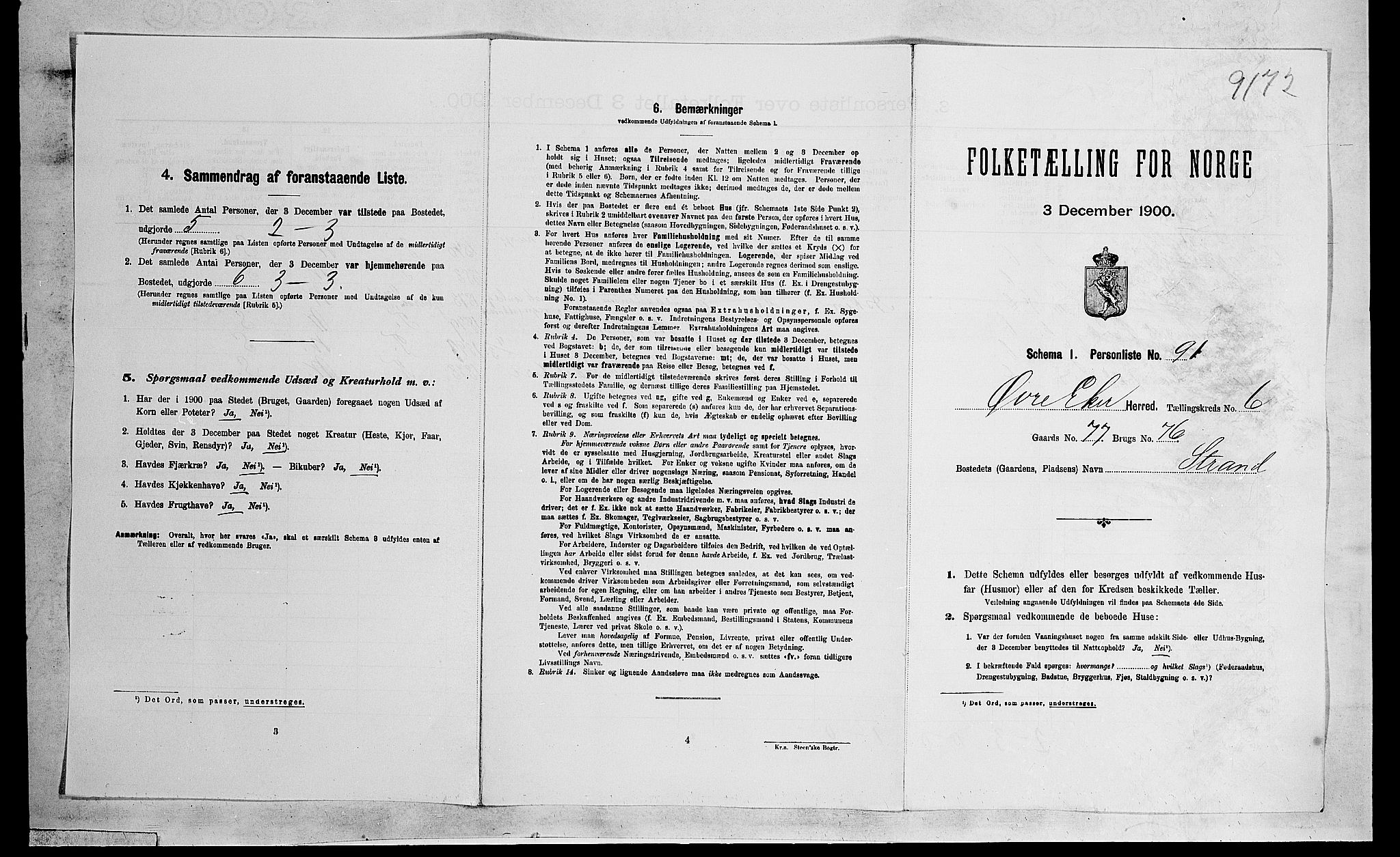 RA, Folketelling 1900 for 0624 Øvre Eiker herred, 1900, s. 1076
