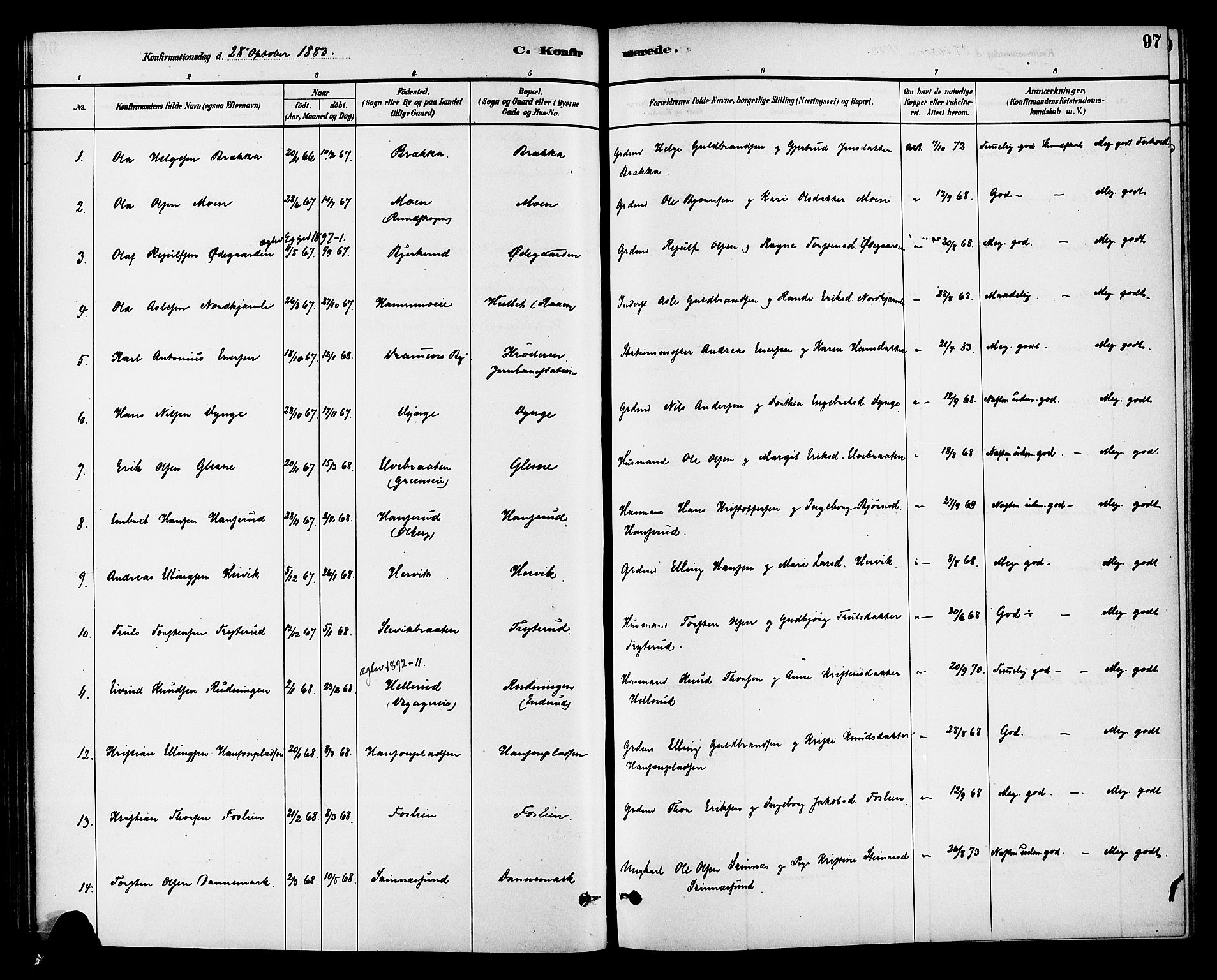 Krødsherad kirkebøker, AV/SAKO-A-19/G/Ga/L0001: Klokkerbok nr. 1, 1879-1893, s. 97