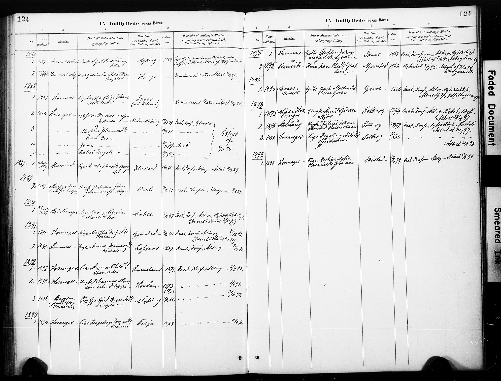 Haus sokneprestembete, AV/SAB-A-75601/H/Haa: Ministerialbok nr. C 1, 1887-1899, s. 124