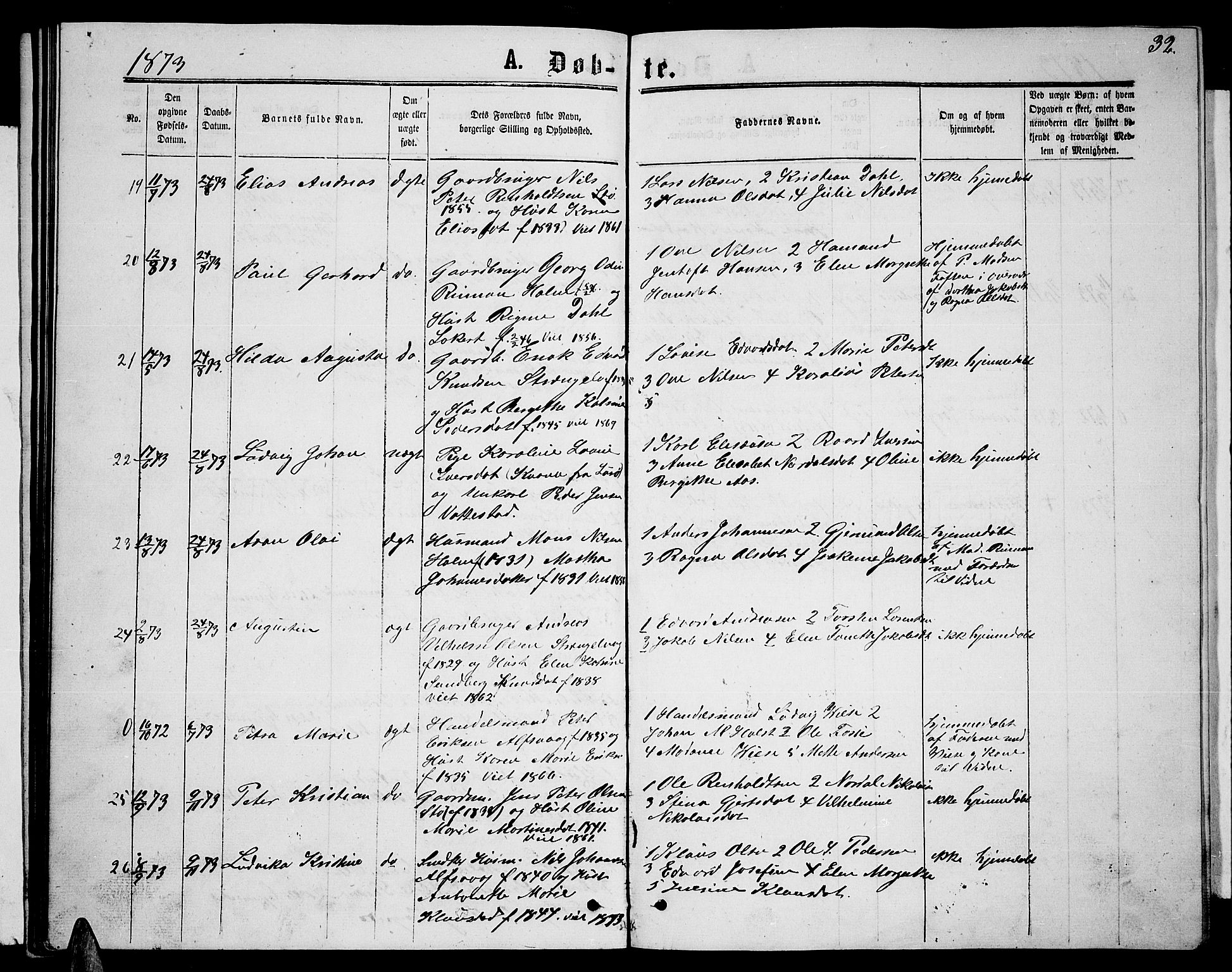 Ministerialprotokoller, klokkerbøker og fødselsregistre - Nordland, AV/SAT-A-1459/894/L1358: Klokkerbok nr. 894C01, 1864-1877, s. 32