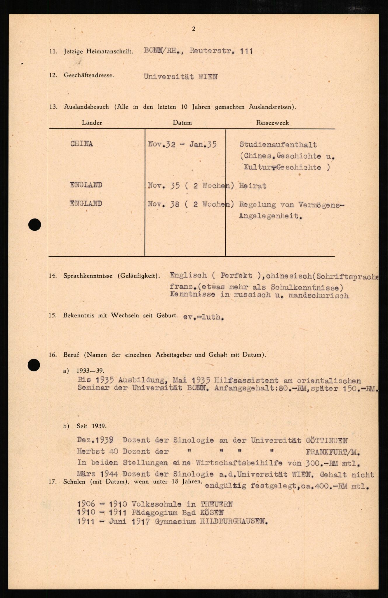 Forsvaret, Forsvarets overkommando II, RA/RAFA-3915/D/Db/L0007: CI Questionaires. Tyske okkupasjonsstyrker i Norge. Tyskere., 1945-1946, s. 98