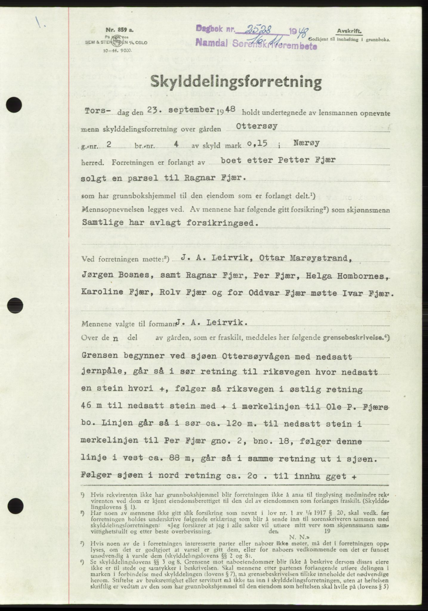 Namdal sorenskriveri, SAT/A-4133/1/2/2C: Pantebok nr. -, 1948-1948, Dagboknr: 2528/1948