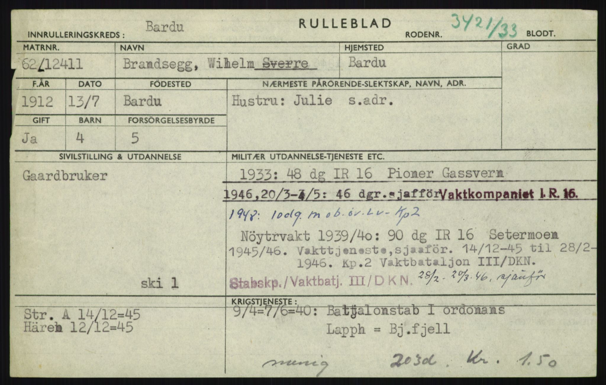 Forsvaret, Troms infanteriregiment nr. 16, AV/RA-RAFA-3146/P/Pa/L0017: Rulleblad for regimentets menige mannskaper, årsklasse 1933, 1933, s. 173