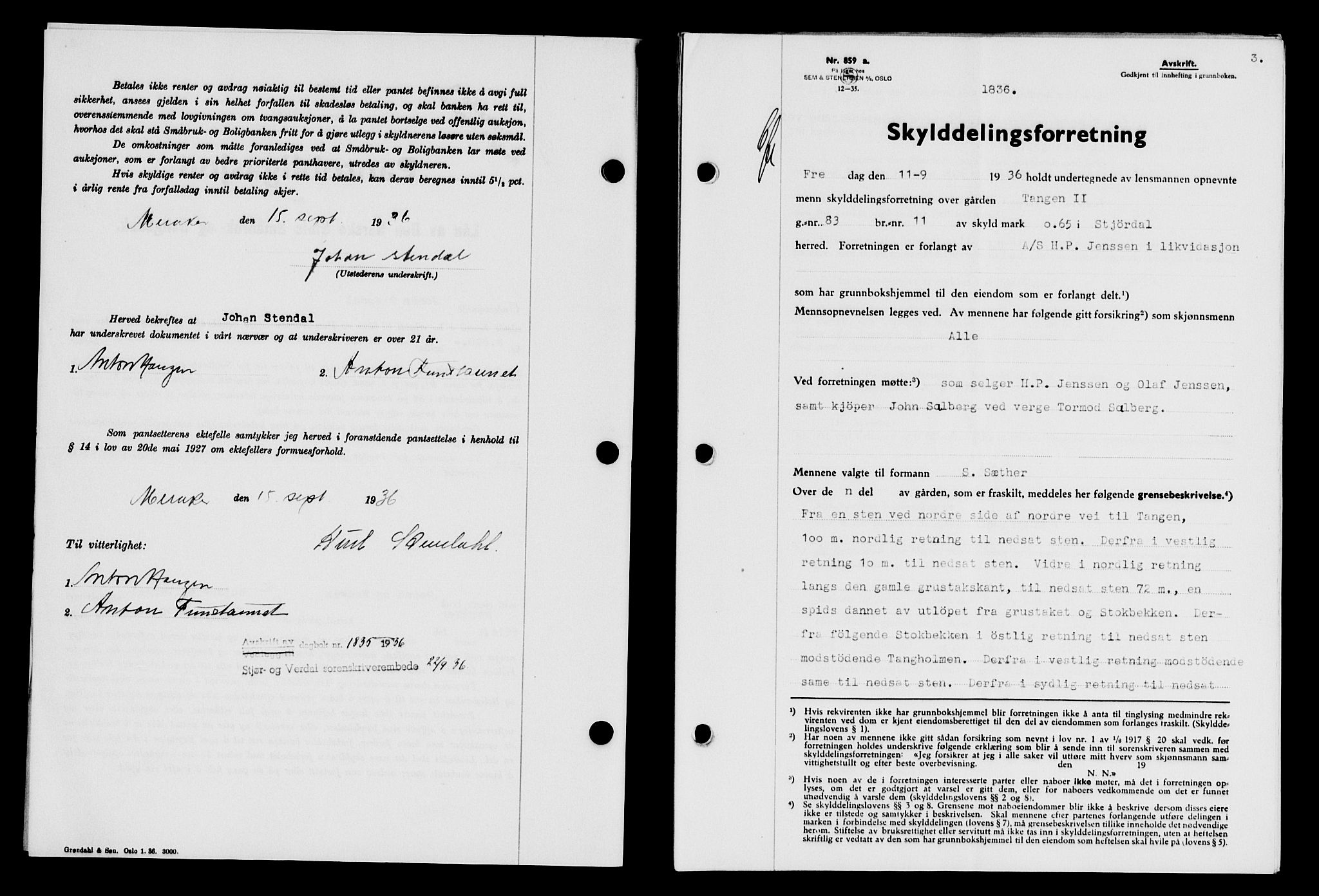 Stjør- og Verdal sorenskriveri, SAT/A-4167/1/2/2C/L0078: Pantebok nr. 46, 1936-1937, Dagboknr: 1836/1936
