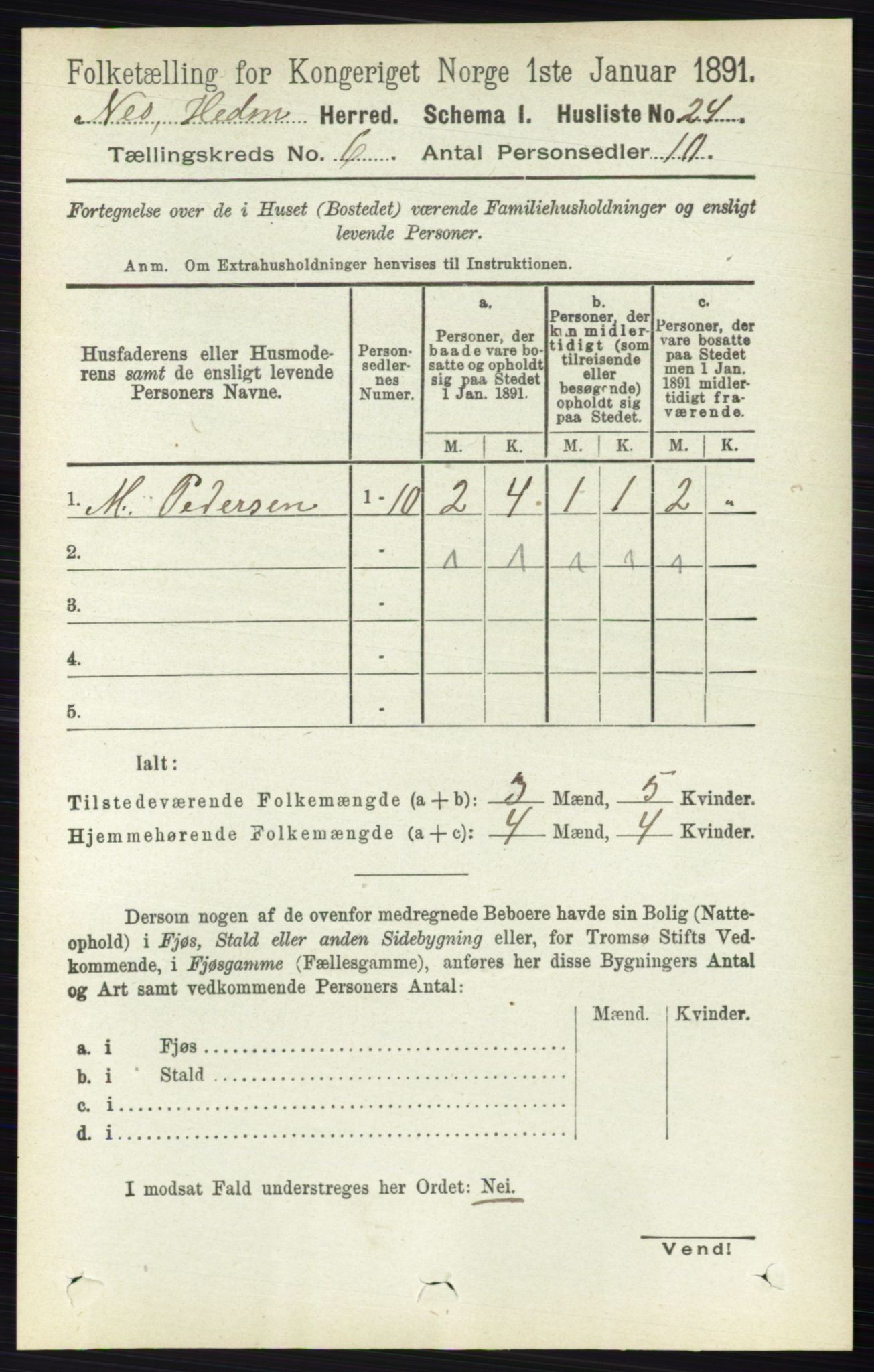 RA, Folketelling 1891 for 0411 Nes herred, 1891, s. 3192