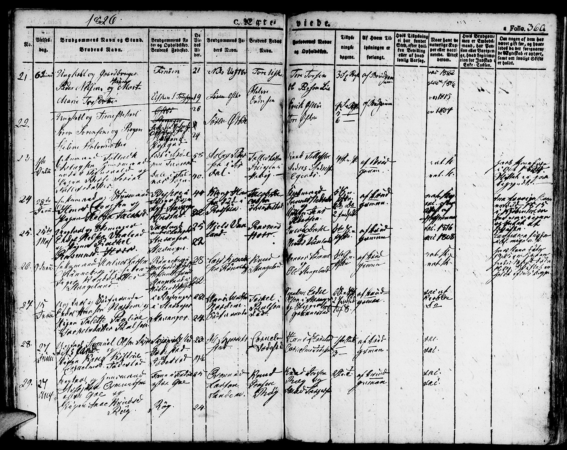 Domkirken sokneprestkontor, AV/SAST-A-101812/001/30/30BA/L0009: Ministerialbok nr. A 9, 1821-1832, s. 360