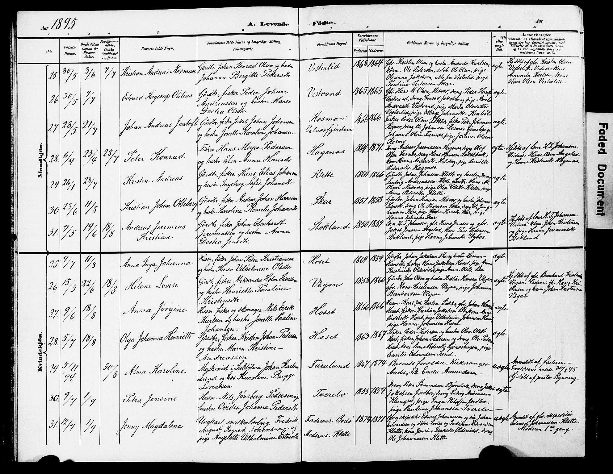 Ministerialprotokoller, klokkerbøker og fødselsregistre - Nordland, AV/SAT-A-1459/852/L0755: Klokkerbok nr. 852C06, 1895-1902