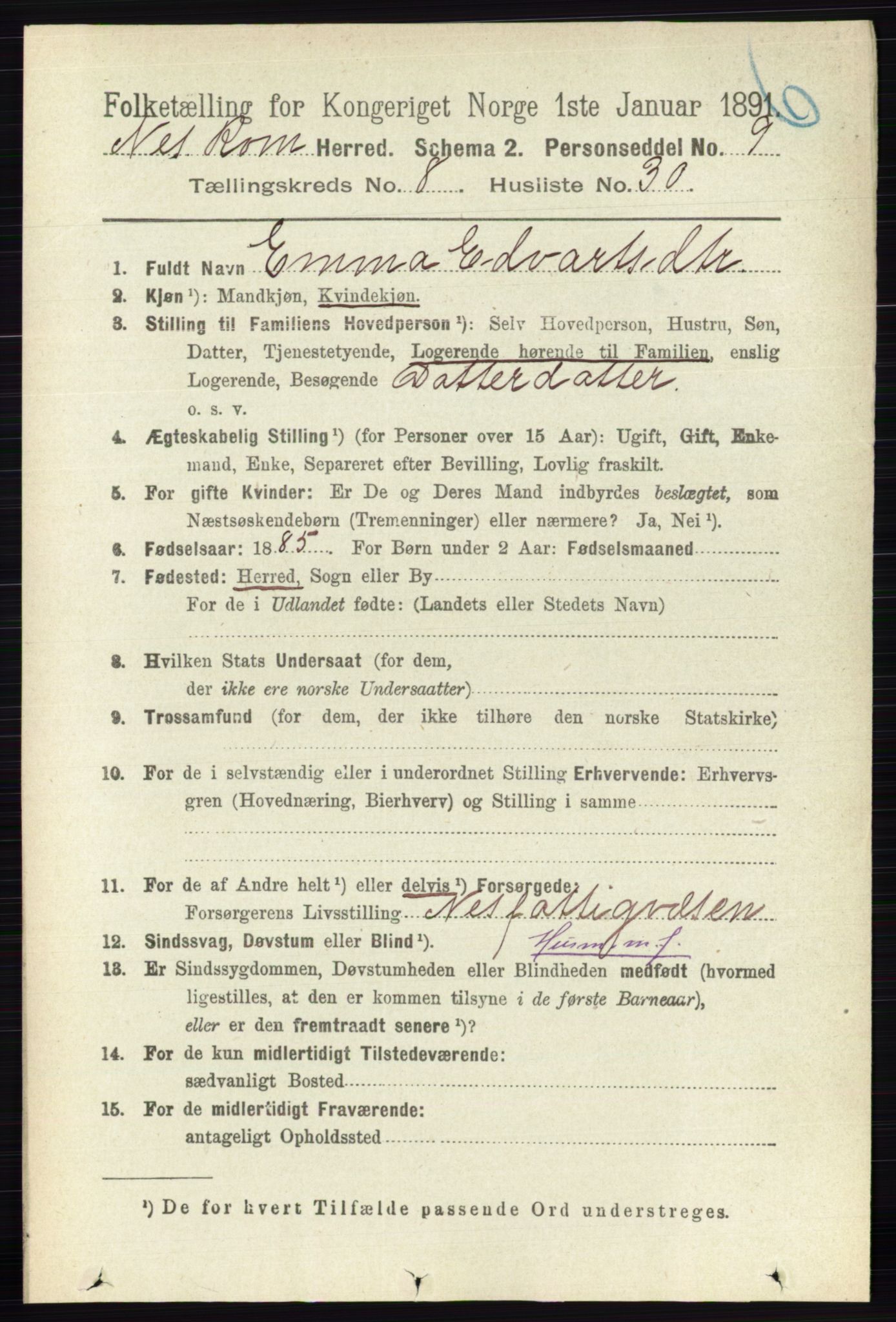 RA, Folketelling 1891 for 0236 Nes herred, 1891, s. 4777