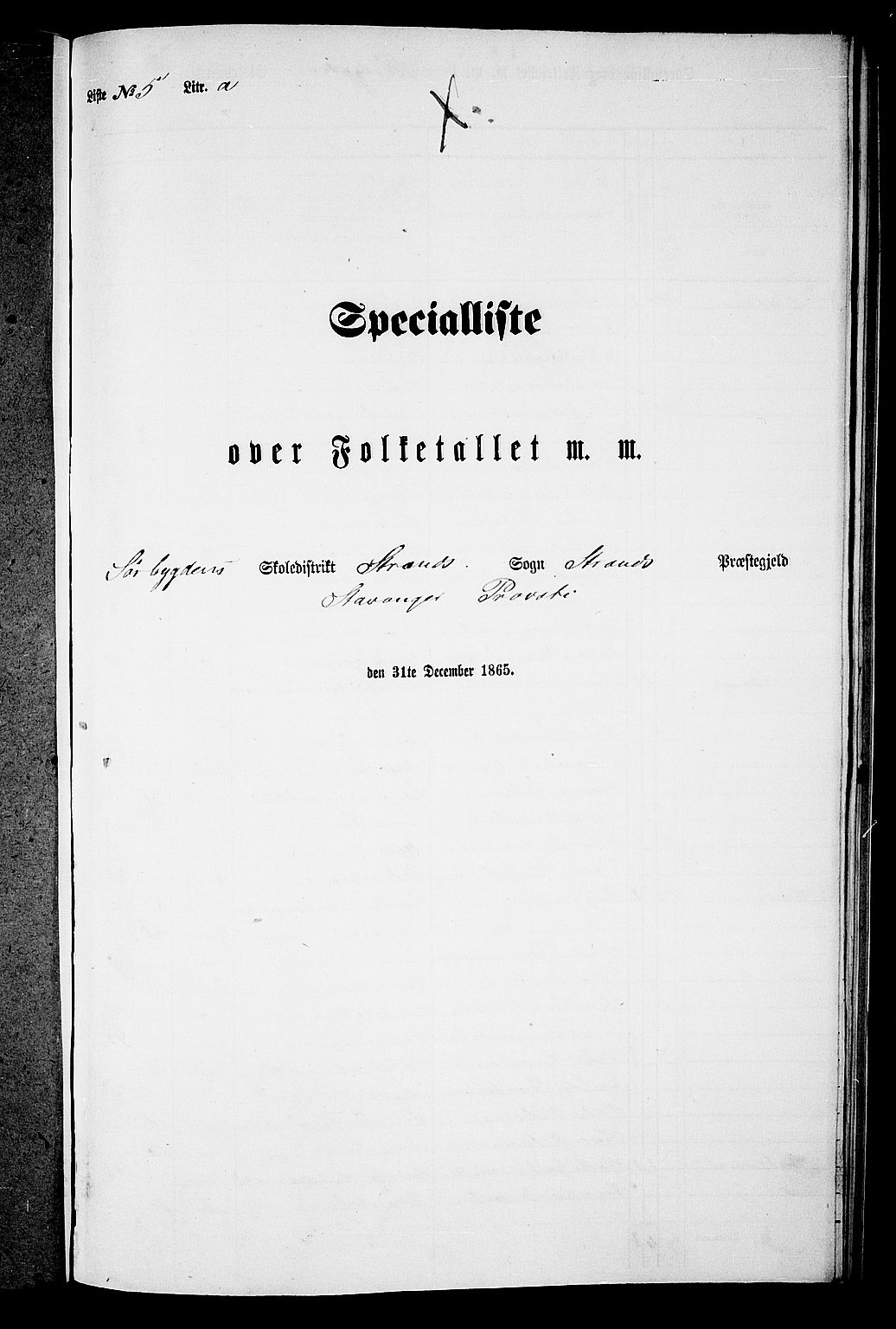 RA, Folketelling 1865 for 1130P Strand prestegjeld, 1865, s. 67