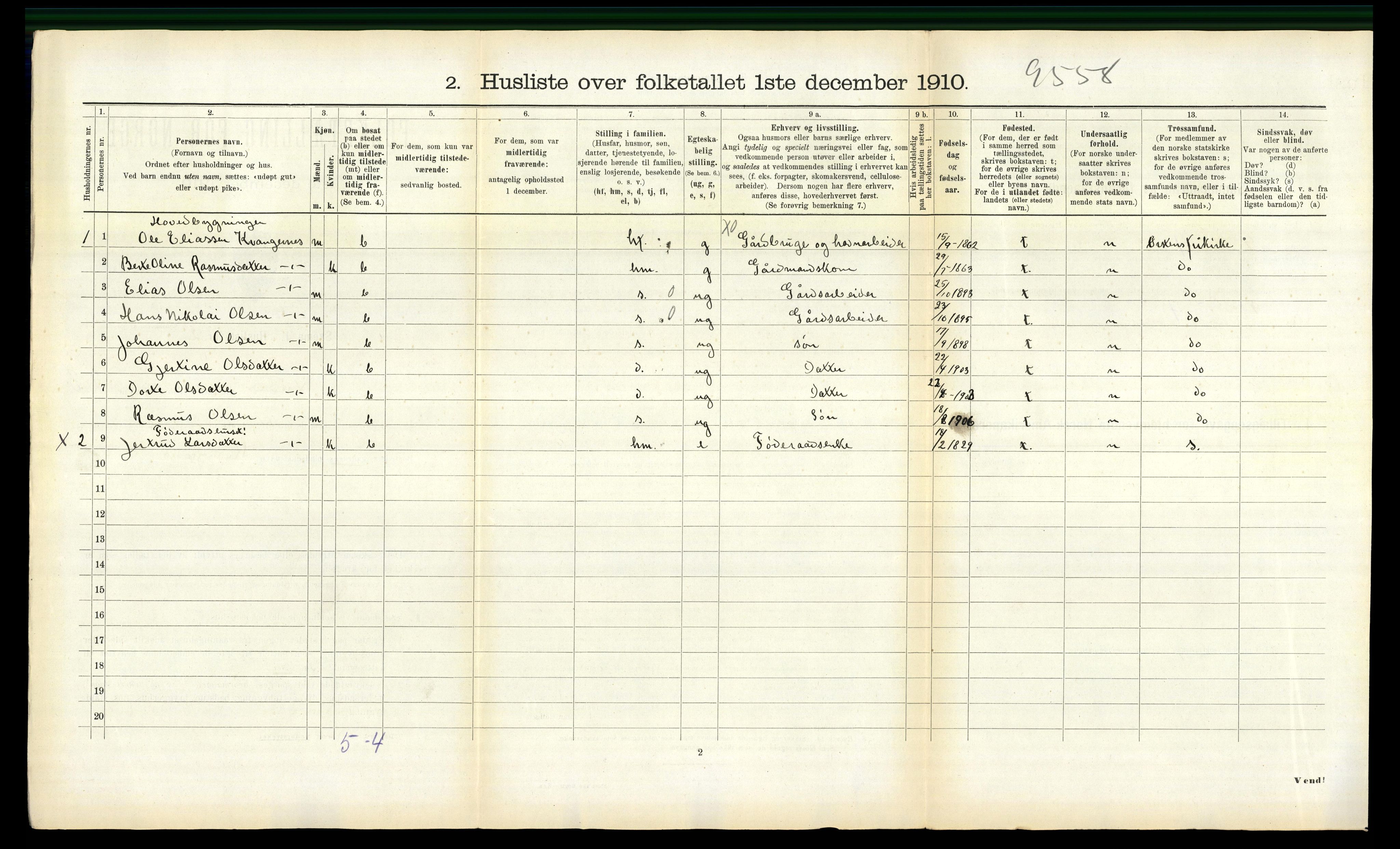 RA, Folketelling 1910 for 1519 Volda herred, 1910, s. 1537