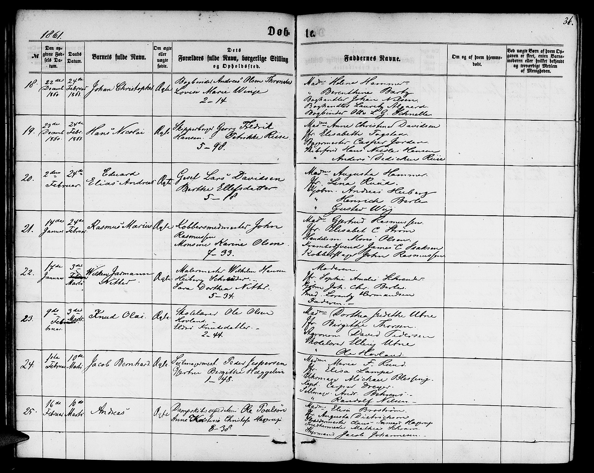 Nykirken Sokneprestembete, AV/SAB-A-77101/H/Hab: Klokkerbok nr. B 2, 1859-1868, s. 36