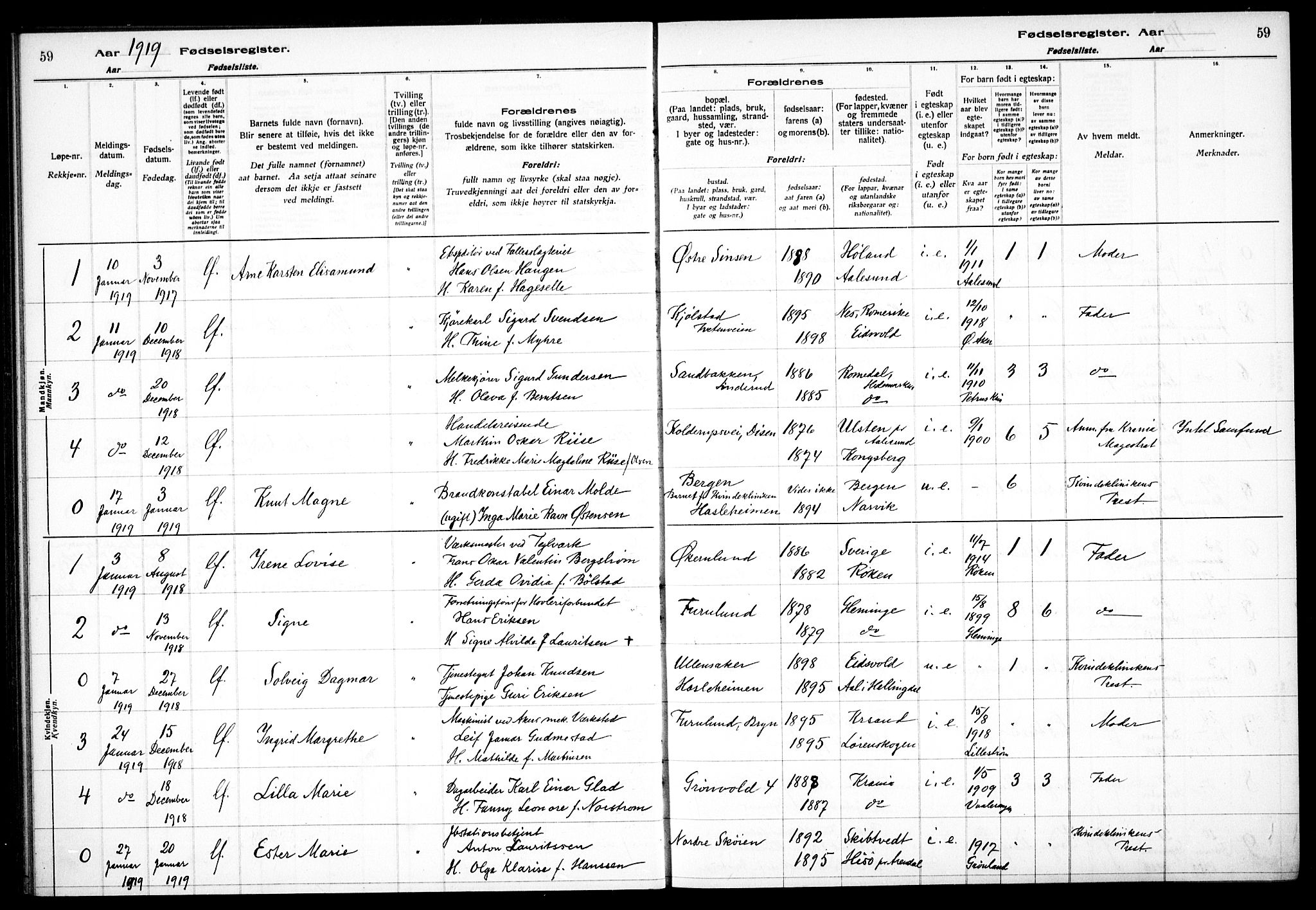 Østre Aker prestekontor Kirkebøker, AV/SAO-A-10840/J/Ja/L0001: Fødselsregister nr. I 1, 1916-1923, s. 59