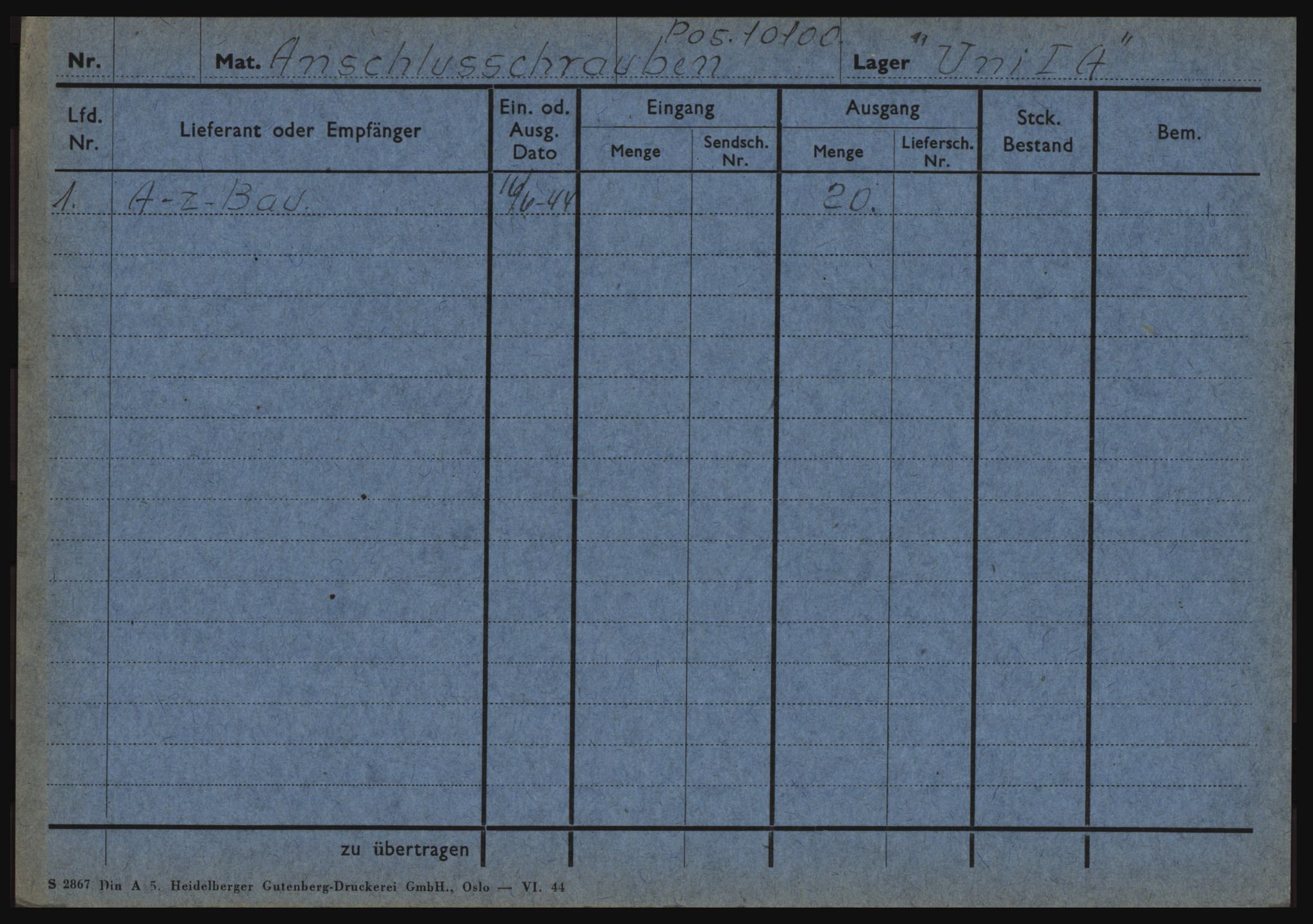 Tyske arkiver, Organisation Todt (OT), Einsatzgruppe Wiking, AV/RA-RAFA-2188/1/O/O12/L0002: Kartotek - Elektromaterial etc A-Z, 1940-1945, s. 24