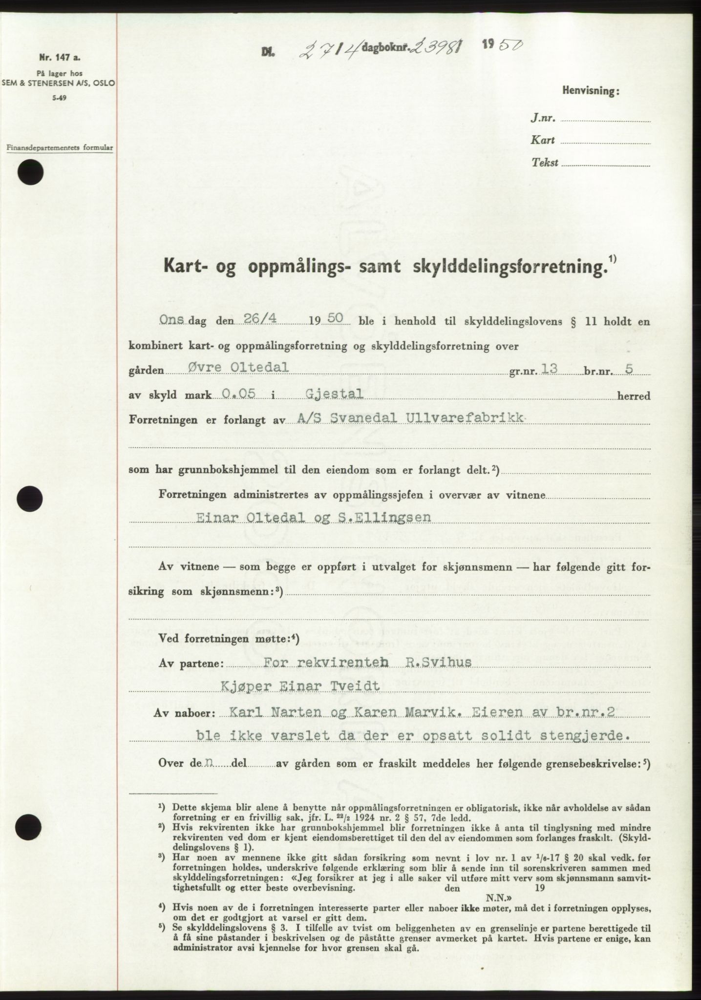 Jæren sorenskriveri, SAST/A-100310/03/G/Gba/L0107: Pantebok, 1950-1950, Dagboknr: 2398/1950