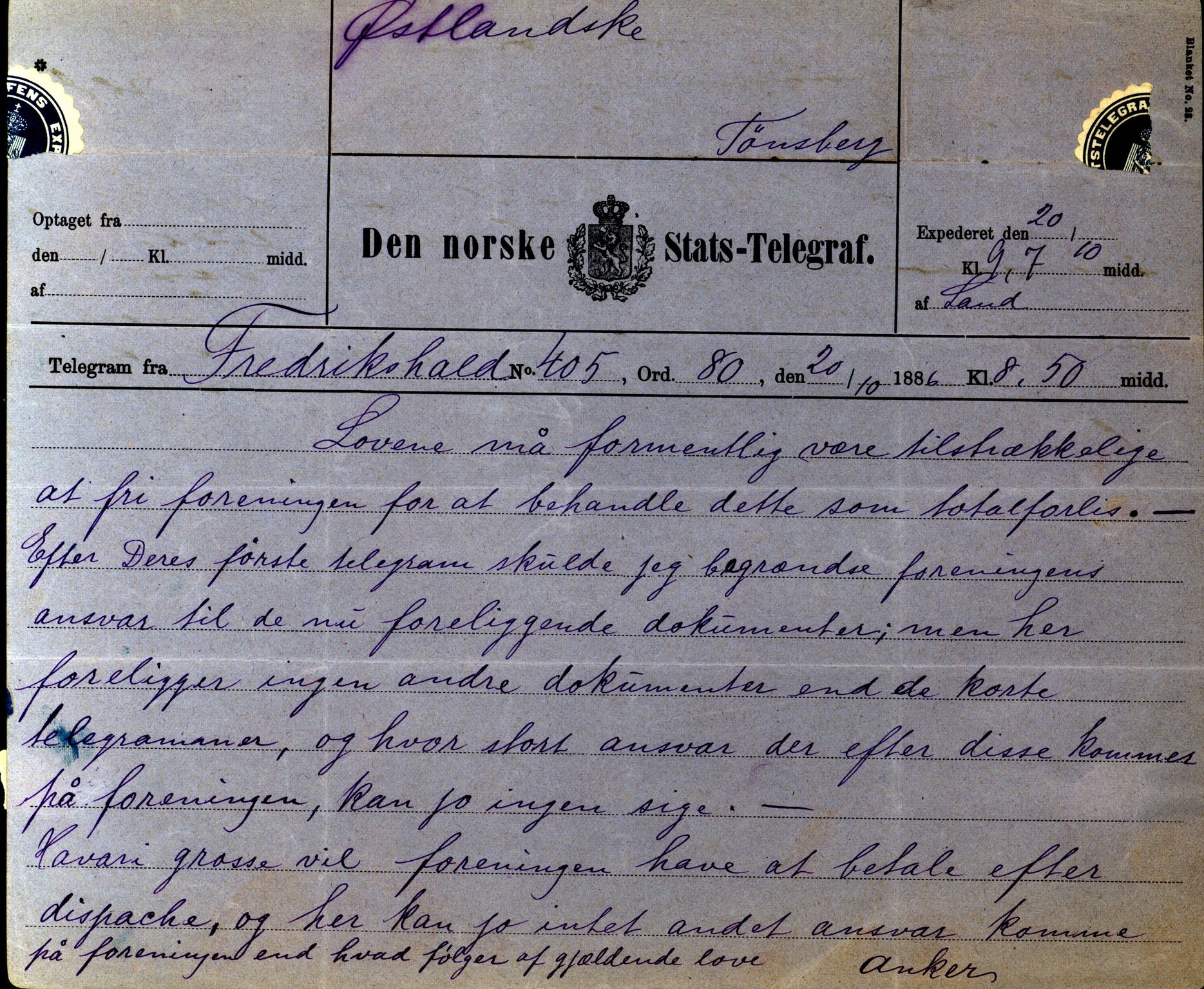 Pa 63 - Østlandske skibsassuranceforening, VEMU/A-1079/G/Ga/L0019/0010: Havaridokumenter / Victoria, Vigor, Cathrine, Brillant, Alvega, Rotvid, 1886, s. 84