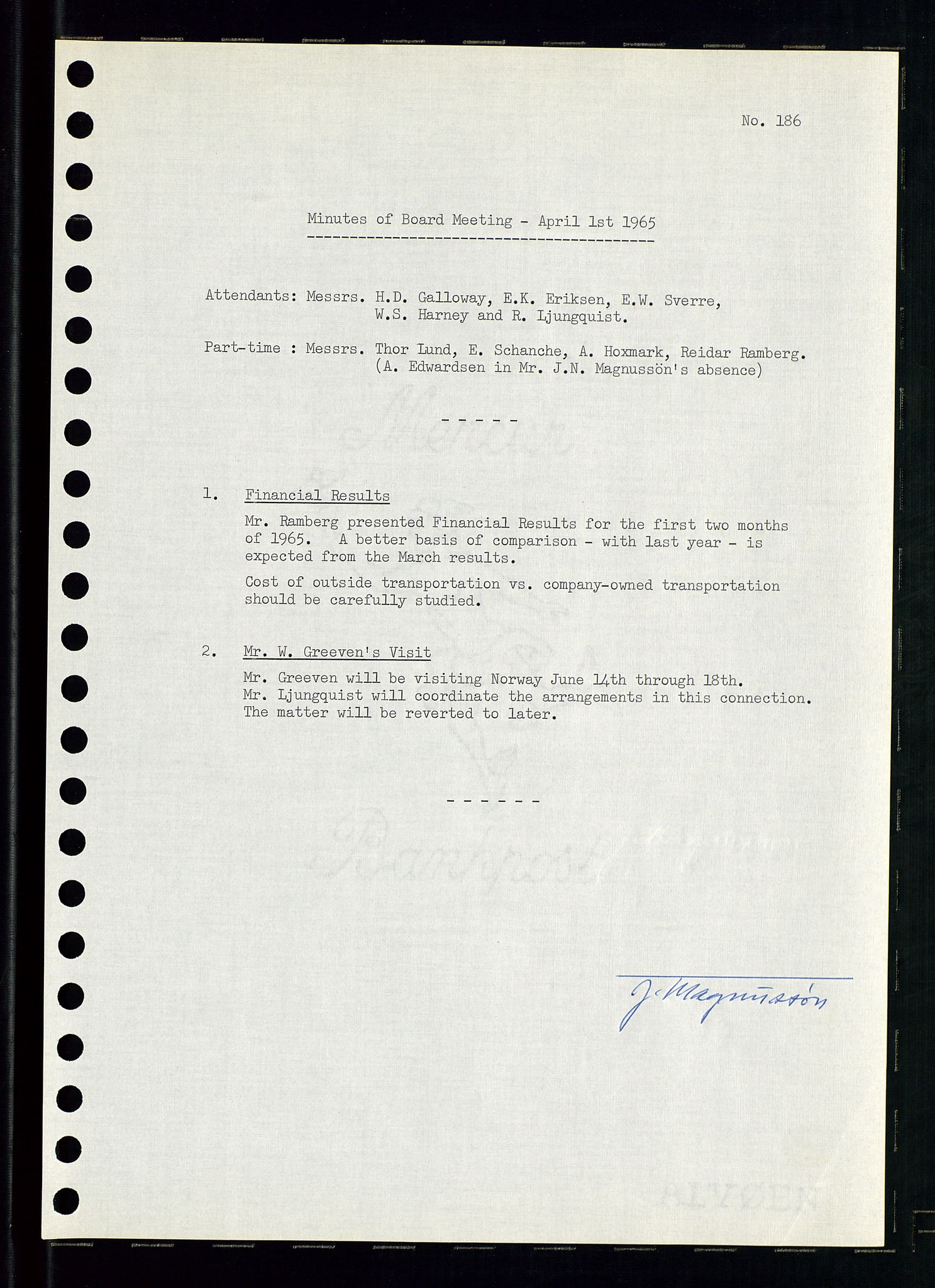 Pa 0982 - Esso Norge A/S, SAST/A-100448/A/Aa/L0002/0001: Den administrerende direksjon Board minutes (styrereferater) / Den administrerende direksjon Board minutes (styrereferater), 1965, s. 130