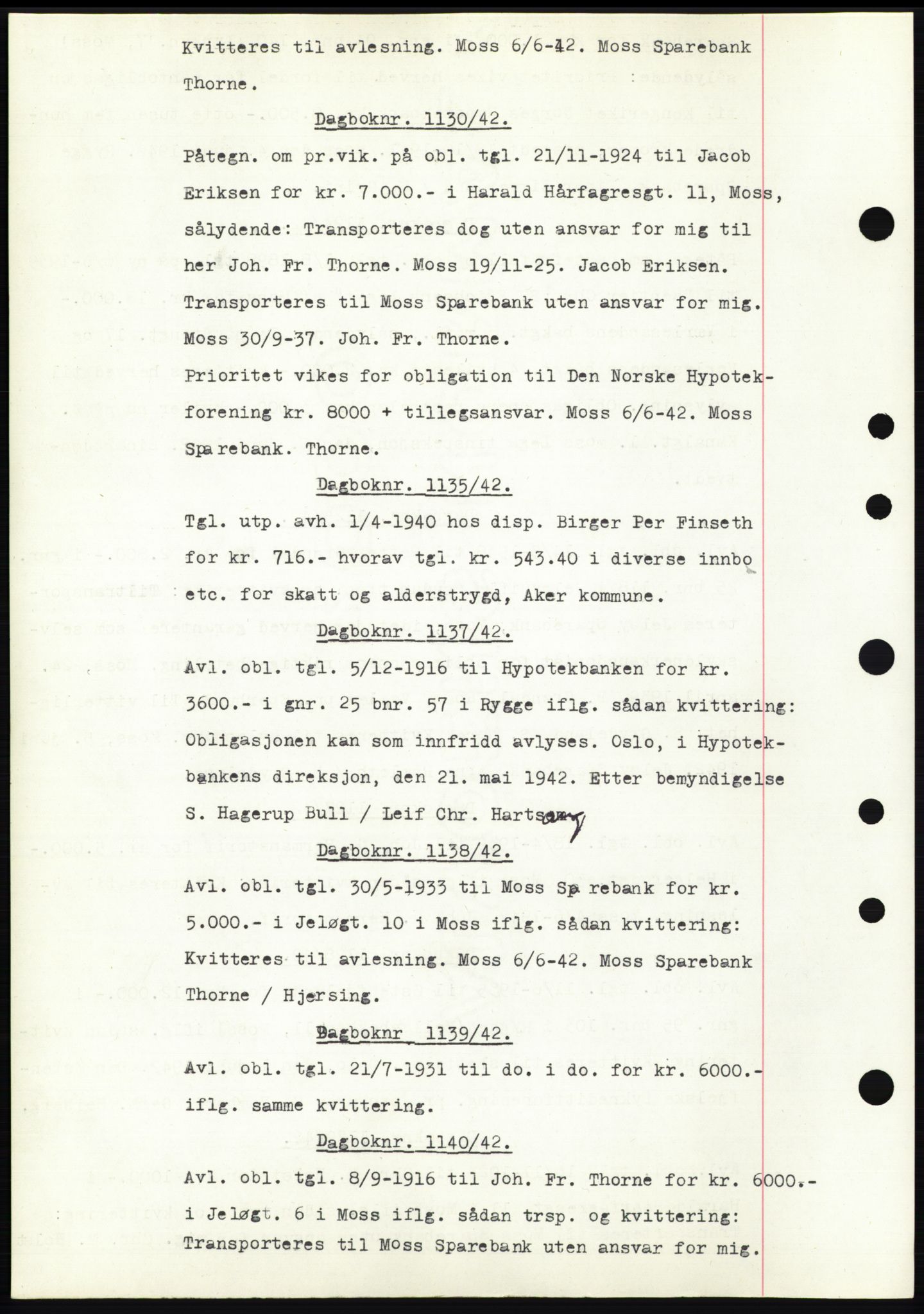 Moss sorenskriveri, SAO/A-10168: Pantebok nr. C10, 1938-1950, Dagboknr: 1130/1942