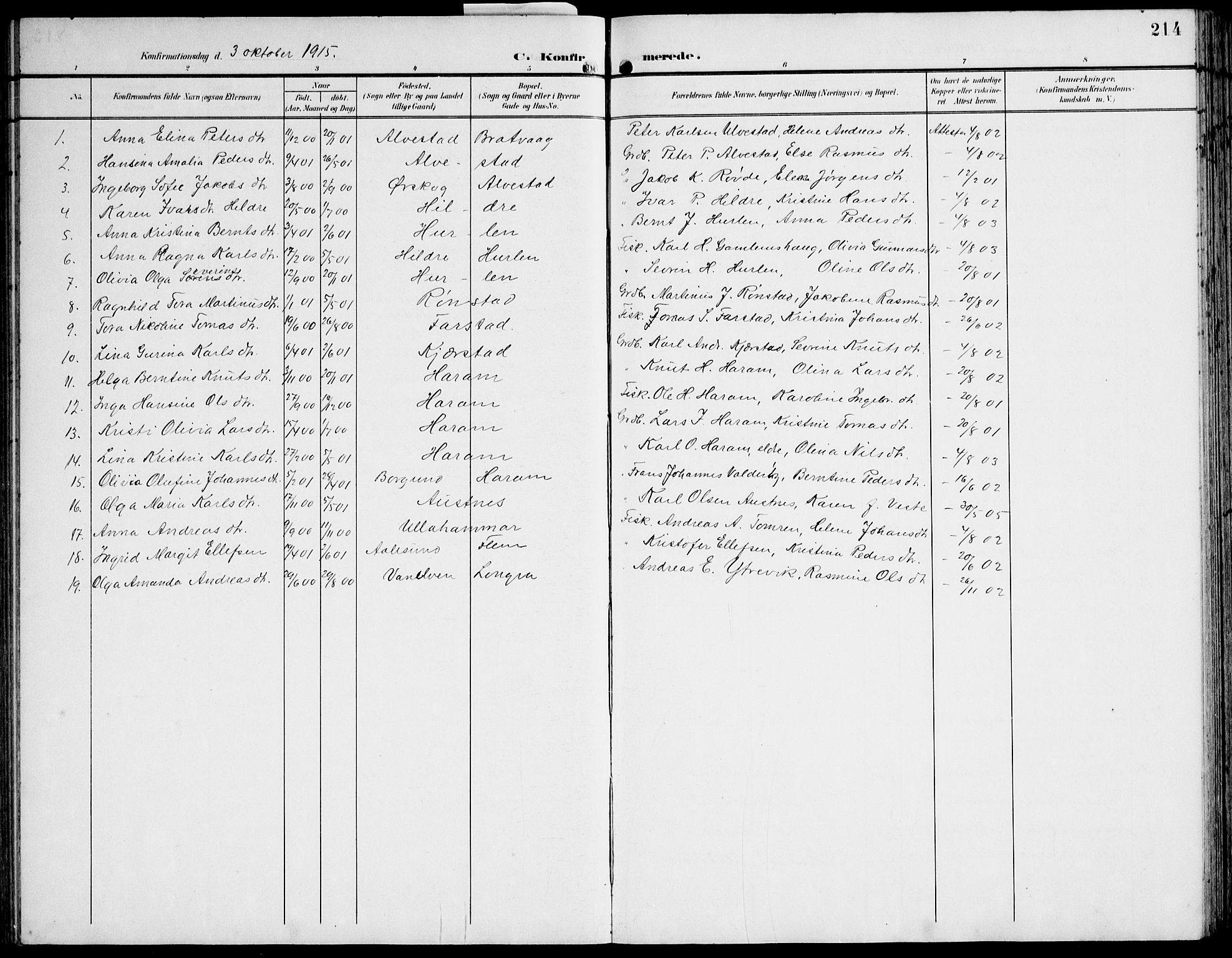 Ministerialprotokoller, klokkerbøker og fødselsregistre - Møre og Romsdal, AV/SAT-A-1454/536/L0511: Klokkerbok nr. 536C06, 1899-1944, s. 214