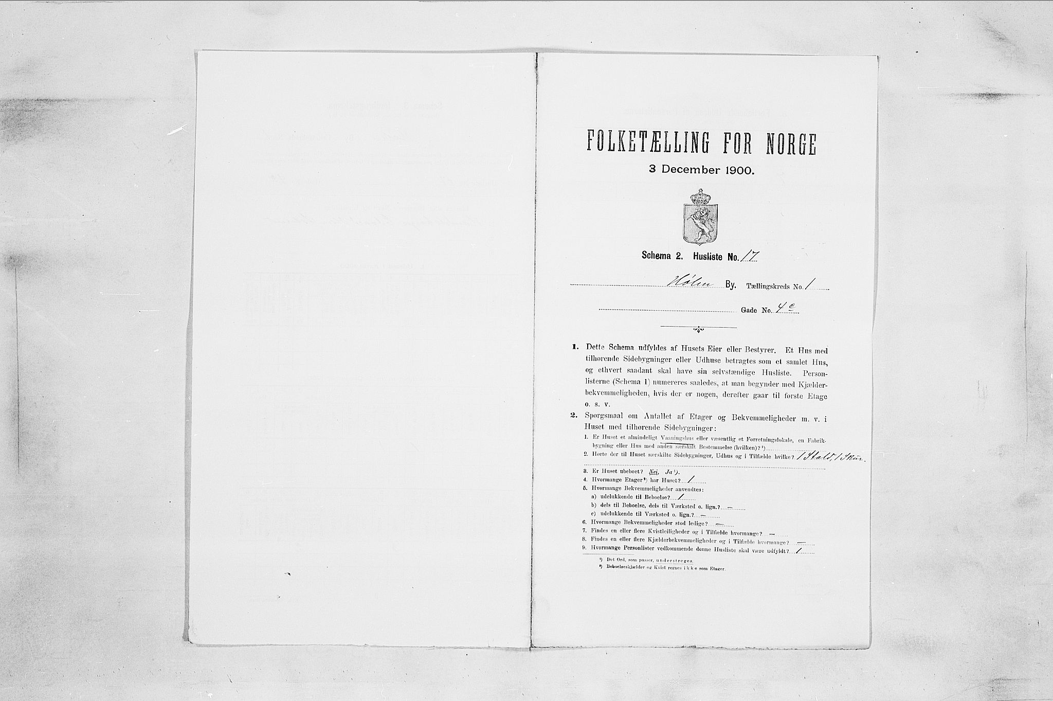 SAO, Folketelling 1900 for 0204 Hølen ladested, 1900