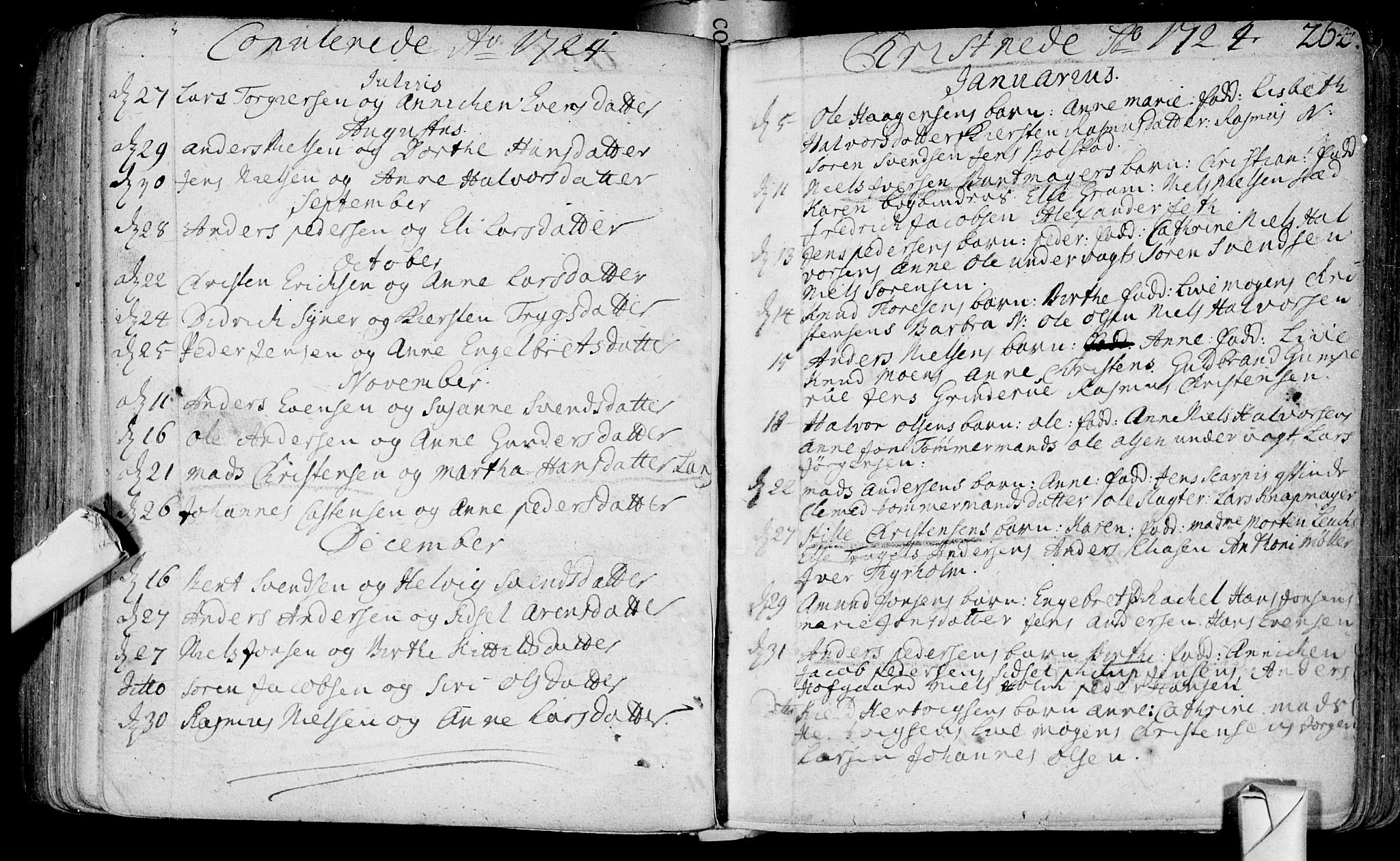 Bragernes kirkebøker, SAKO/A-6/F/Fa/L0003: Ministerialbok nr. I 3, 1706-1734, s. 264