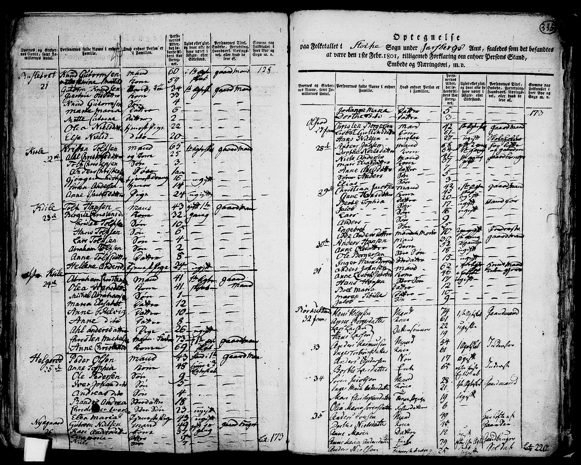 RA, Folketelling 1801 for 0720P Stokke prestegjeld, 1801, s. 334b-335a