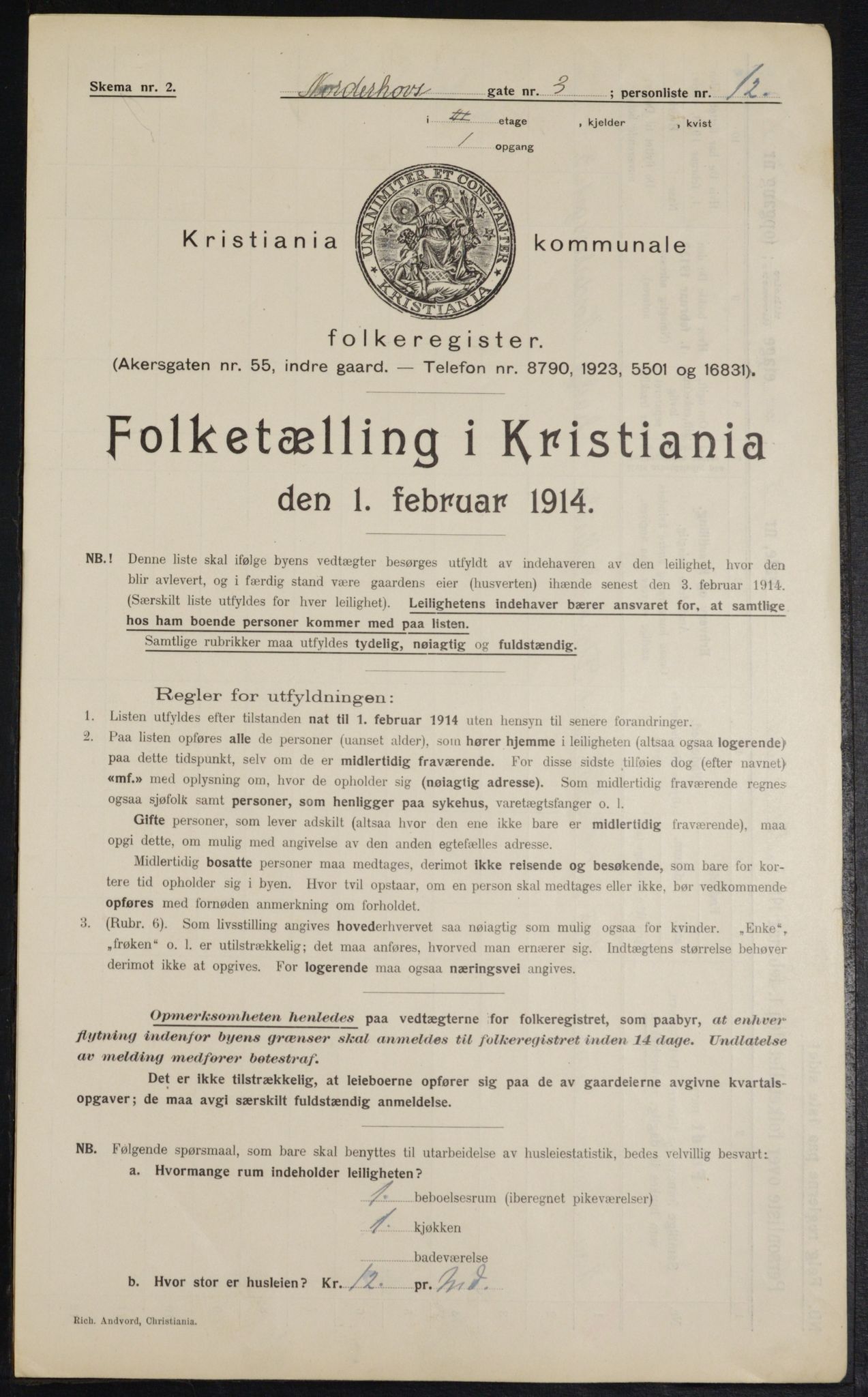 OBA, Kommunal folketelling 1.2.1914 for Kristiania, 1914, s. 72445