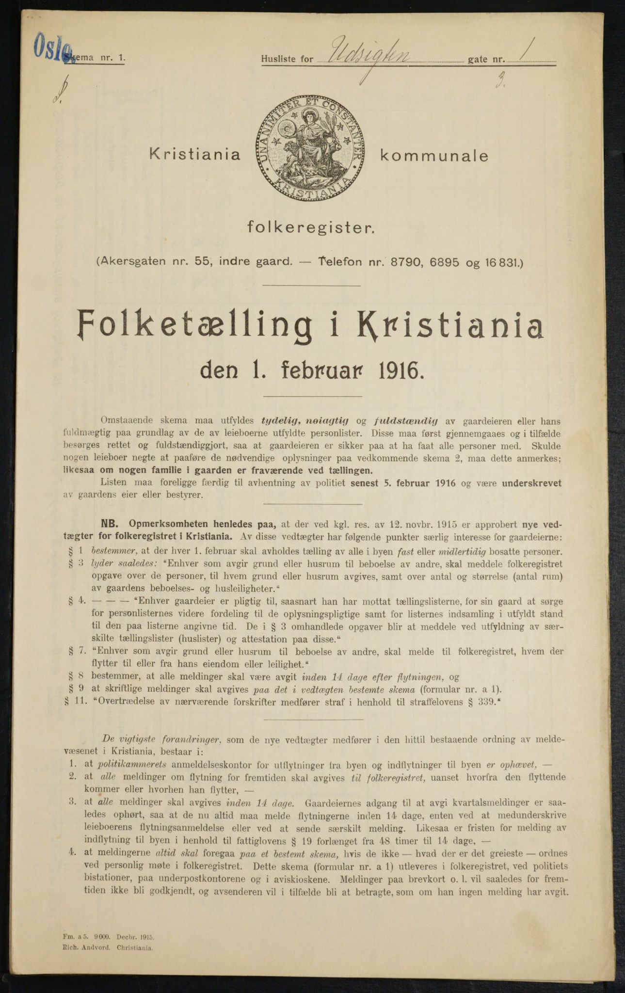 OBA, Kommunal folketelling 1.2.1916 for Kristiania, 1916, s. 125053