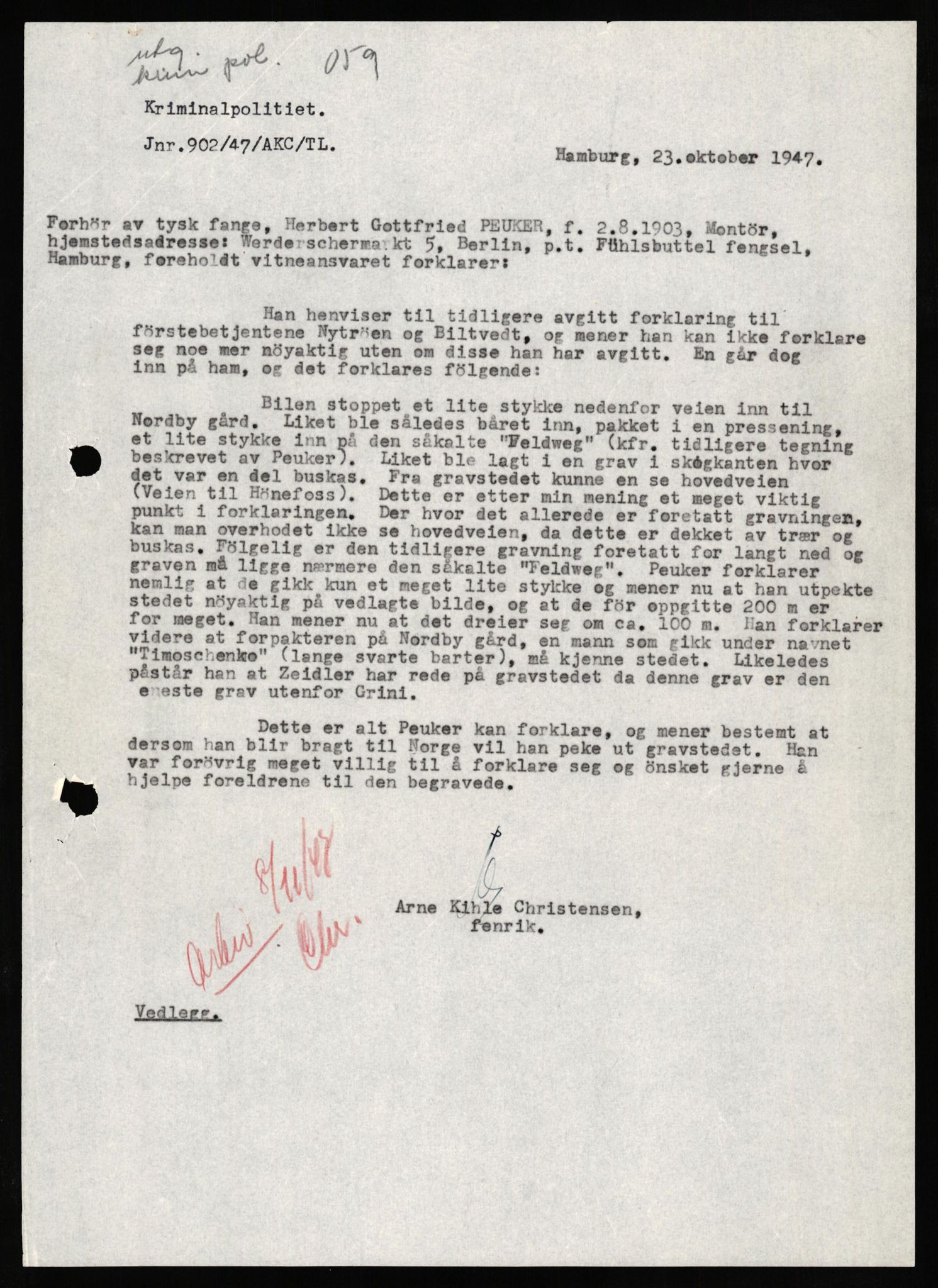 Forsvaret, Forsvarets overkommando II, AV/RA-RAFA-3915/D/Db/L0026: CI Questionaires. Tyske okkupasjonsstyrker i Norge. Tyskere., 1945-1946, s. 24
