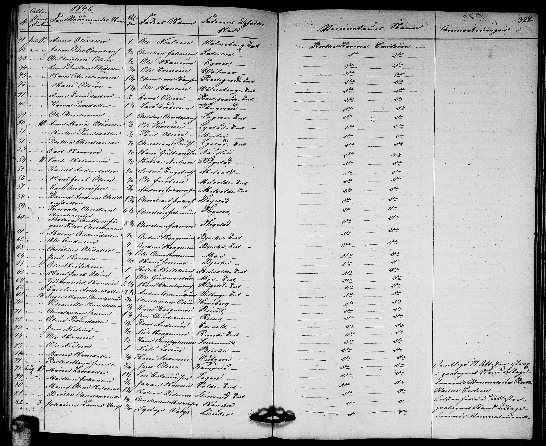 Sørum prestekontor Kirkebøker, AV/SAO-A-10303/G/Ga/L0003: Klokkerbok nr. I 3, 1846-1863, s. 328