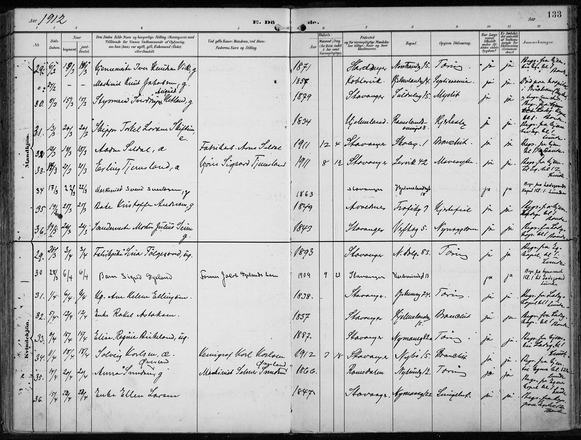 St. Johannes sokneprestkontor, SAST/A-101814/001/30/30BA/L0005: Ministerialbok nr. A 5, 1898-1919, s. 133