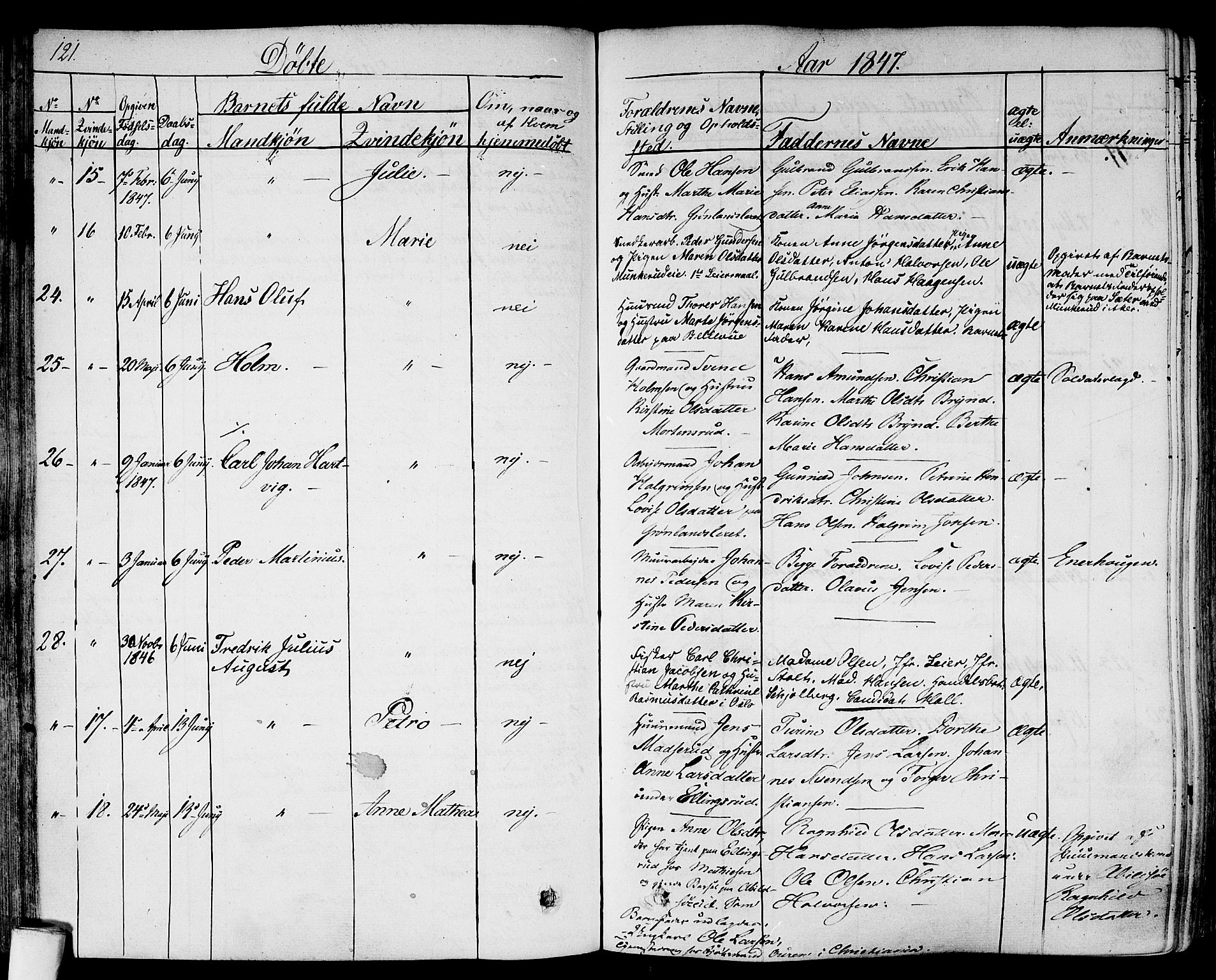 Gamlebyen prestekontor Kirkebøker, AV/SAO-A-10884/F/Fa/L0003: Ministerialbok nr. 3, 1829-1849, s. 121