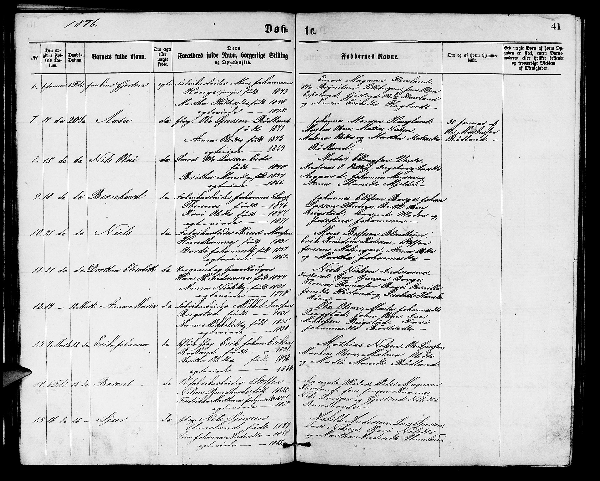 Arna sokneprestembete, AV/SAB-A-74001/H/Ha/Hab: Klokkerbok nr. A 1, 1869-1879, s. 41