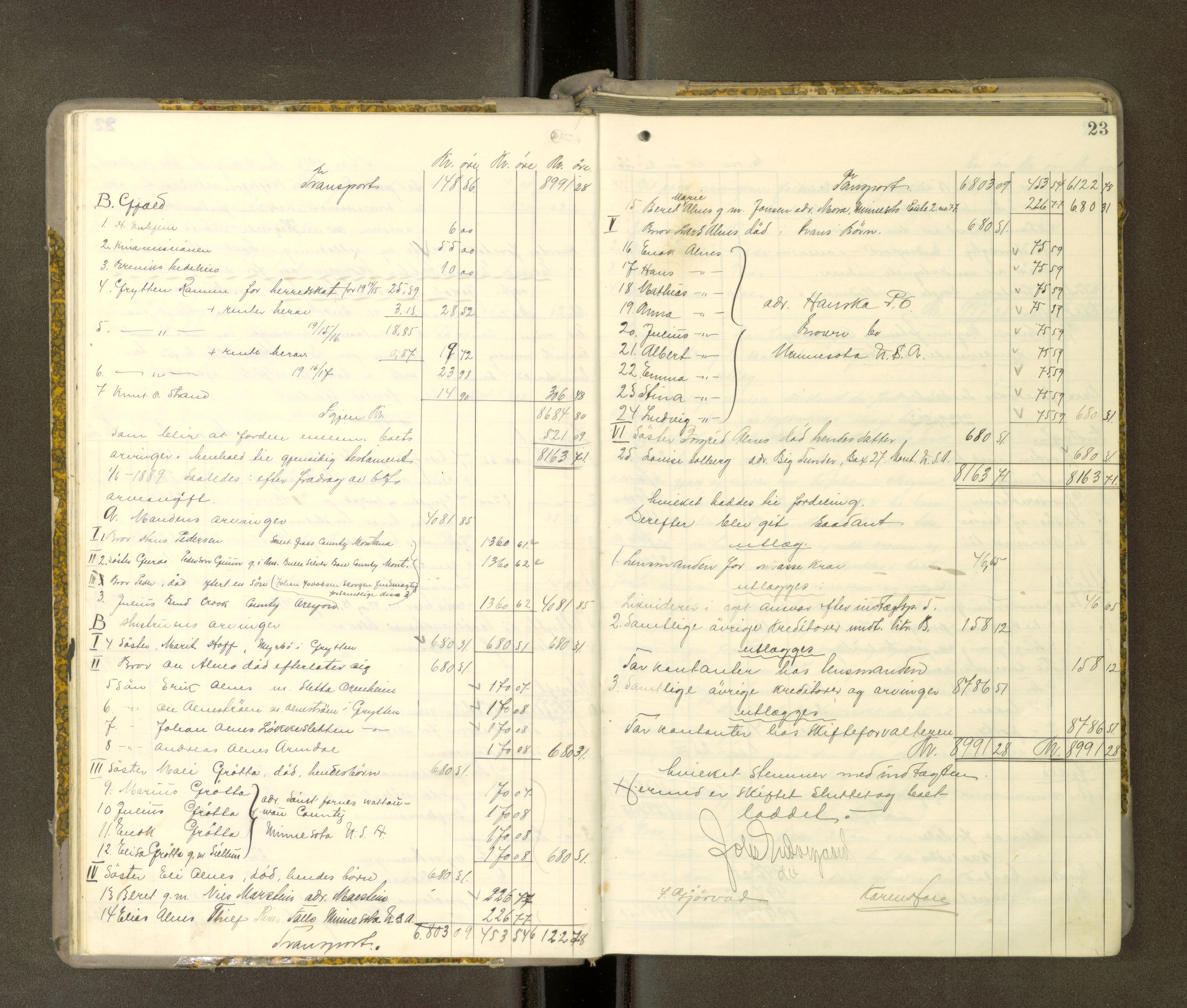 Romsdal sorenskriveri, AV/SAT-A-4149/1/3/3A/L0021: Skifteutlodnings Protokoll 7, 1916-1920, s. 22b-23a