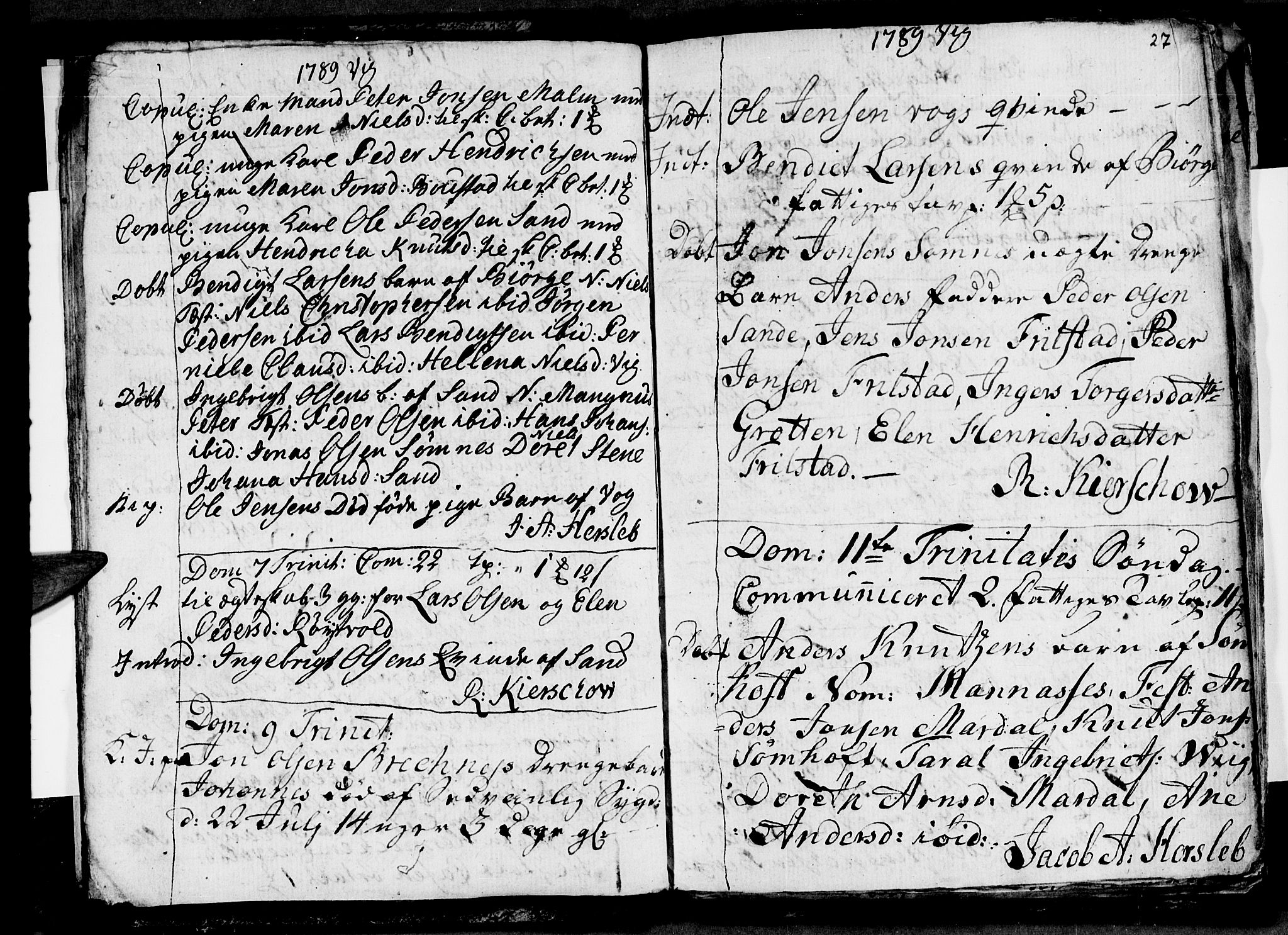 Ministerialprotokoller, klokkerbøker og fødselsregistre - Nordland, SAT/A-1459/812/L0183: Klokkerbok nr. 812C01, 1787-1793, s. 27