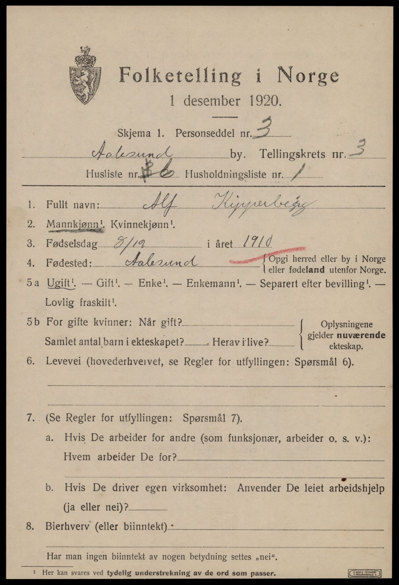 SAT, Folketelling 1920 for 1501 Ålesund kjøpstad, 1920, s. 12248