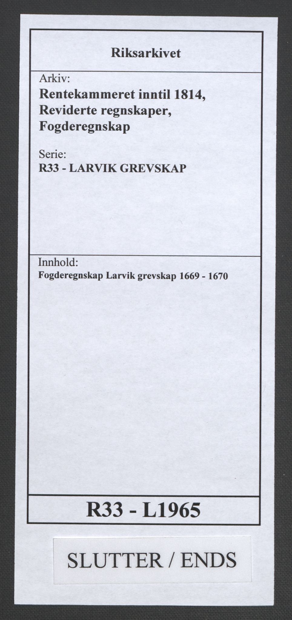 Rentekammeret inntil 1814, Reviderte regnskaper, Fogderegnskap, RA/EA-4092/R33/L1965: Fogderegnskap Larvik grevskap, 1669-1670, s. 259