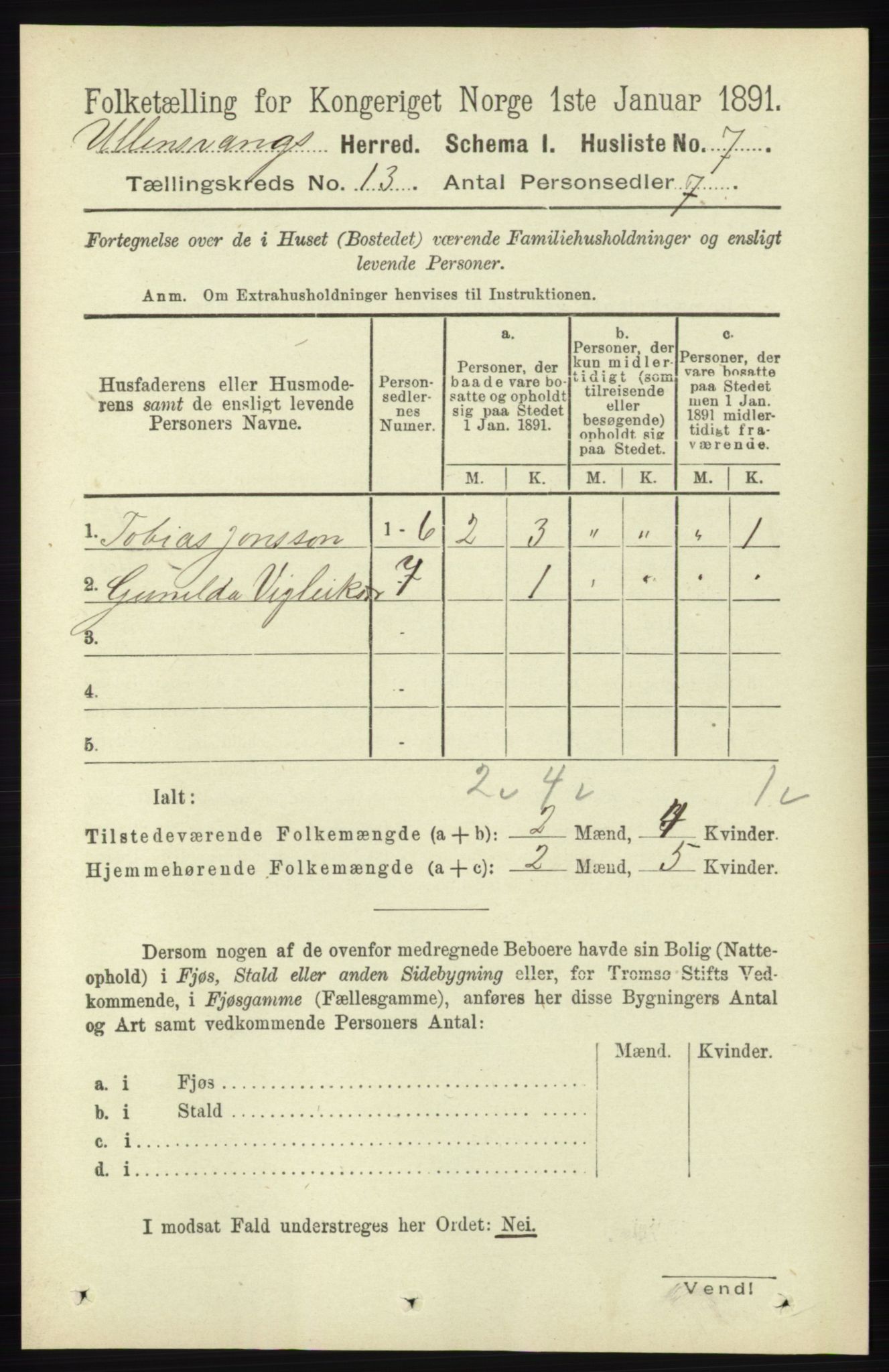 RA, Folketelling 1891 for 1230 Ullensvang herred, 1891, s. 5028