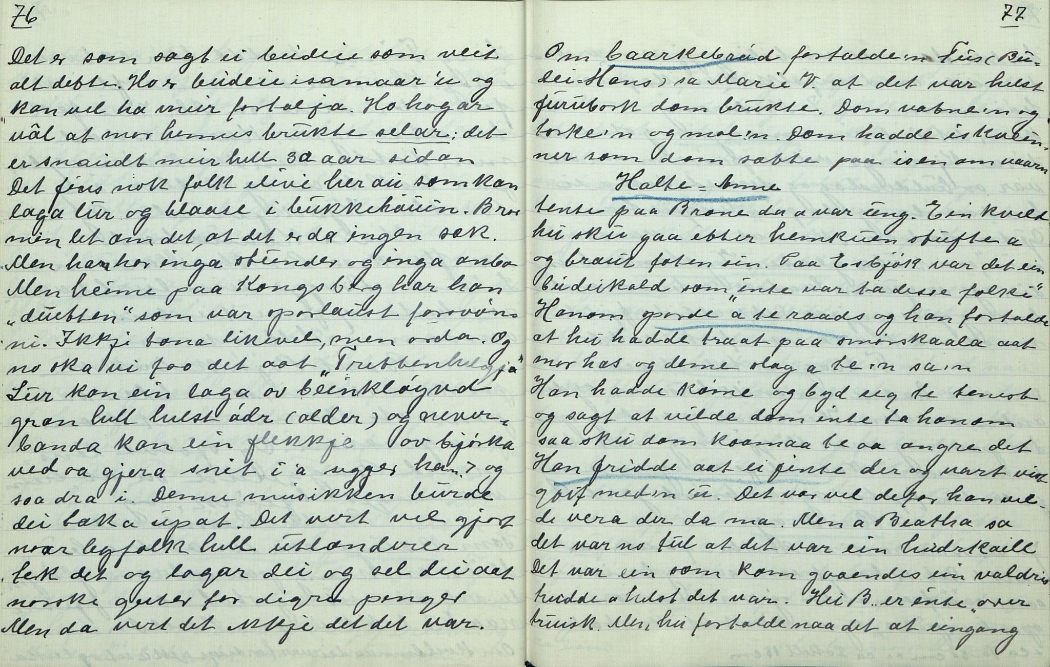 Rikard Berge, TEMU/TGM-A-1003/F/L0007/0039: 251-299 / 289 Oppskrifter av Tora Skolmen, Land, 1918-1919, s. 76-77