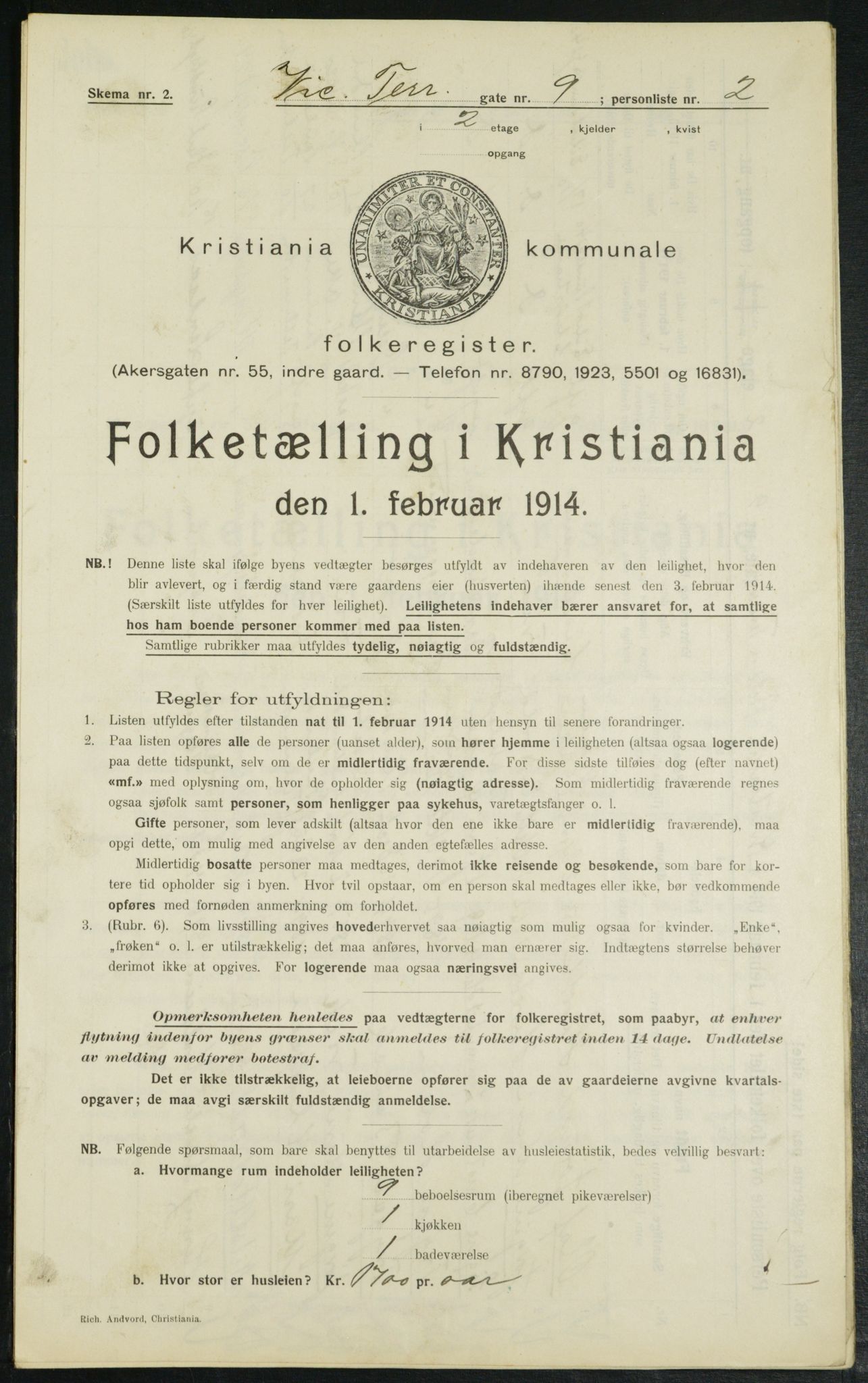 OBA, Kommunal folketelling 1.2.1914 for Kristiania, 1914, s. 124577
