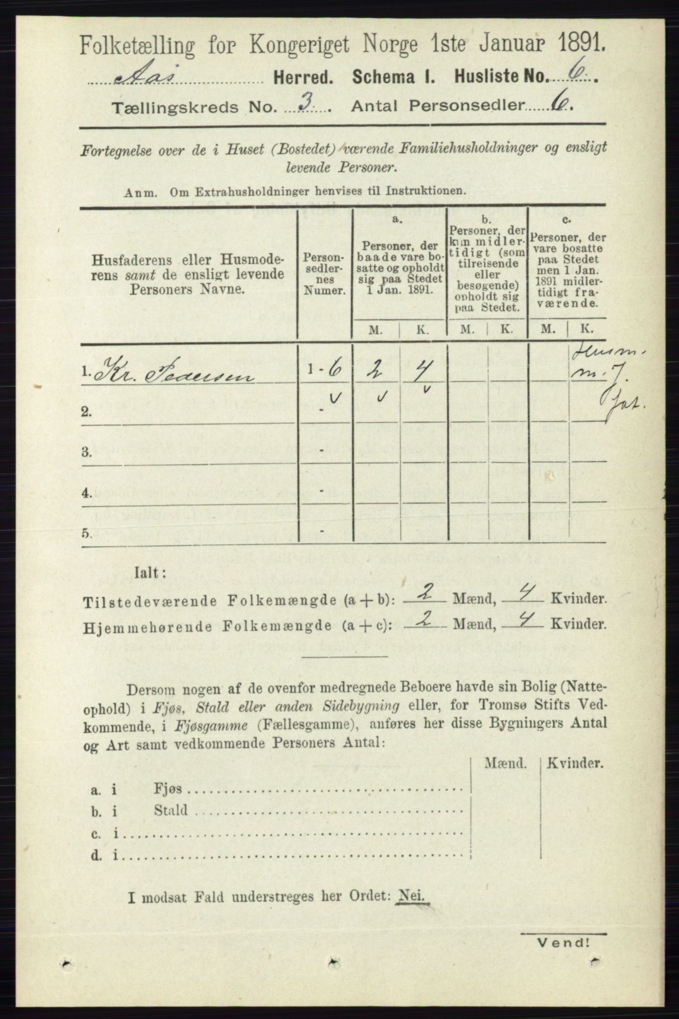 RA, Folketelling 1891 for 0214 Ås herred, 1891, s. 2030