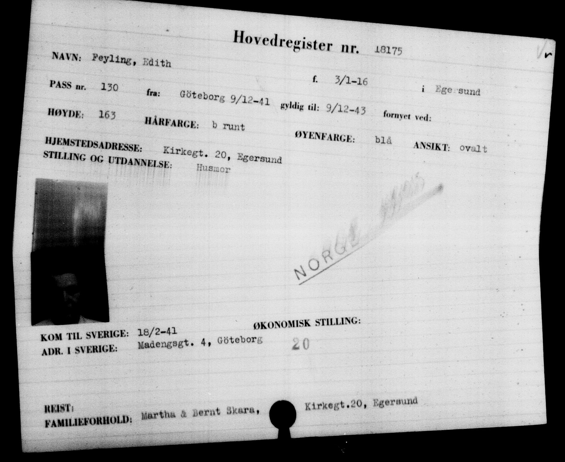 Utenriksstasjonene, Legasjonen i Stockholm, Flyktningkontoret, AV/RA-S-6753/V/Va/L0008: Kjesäterkartoteket, flyktninger med registreringsnr. 15700-18547, 1940-1945, s. 2774