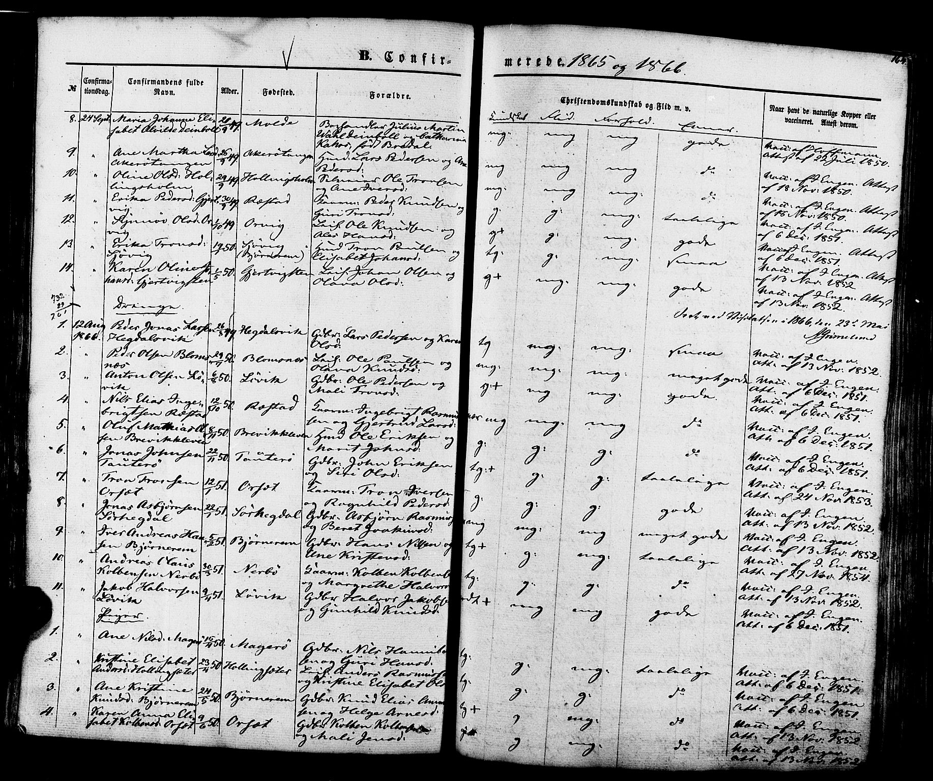Ministerialprotokoller, klokkerbøker og fødselsregistre - Møre og Romsdal, AV/SAT-A-1454/560/L0719: Ministerialbok nr. 560A03, 1845-1872, s. 164