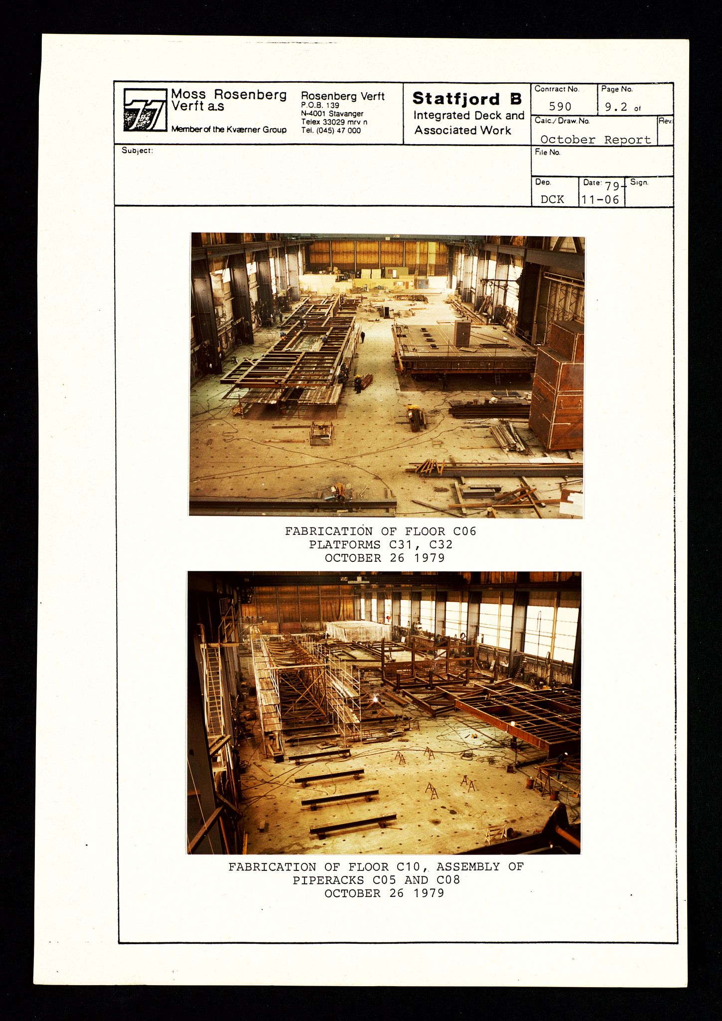 Pa 1400 - Moss Rosenberg Verft A/S, SAST/A-101696/E/Eb/Ebg/L0001: Statfjord B: Deck og offshore, 1979-1982, s. 32