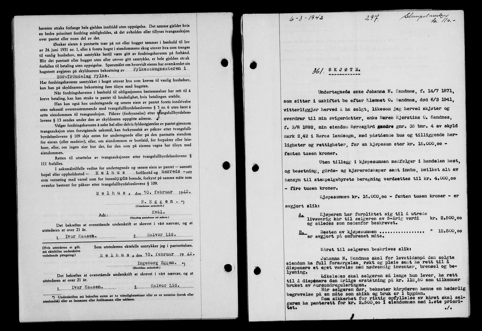 Gauldal sorenskriveri, SAT/A-0014/1/2/2C/L0054: Pantebok nr. 59, 1941-1942, Dagboknr: 361/1942