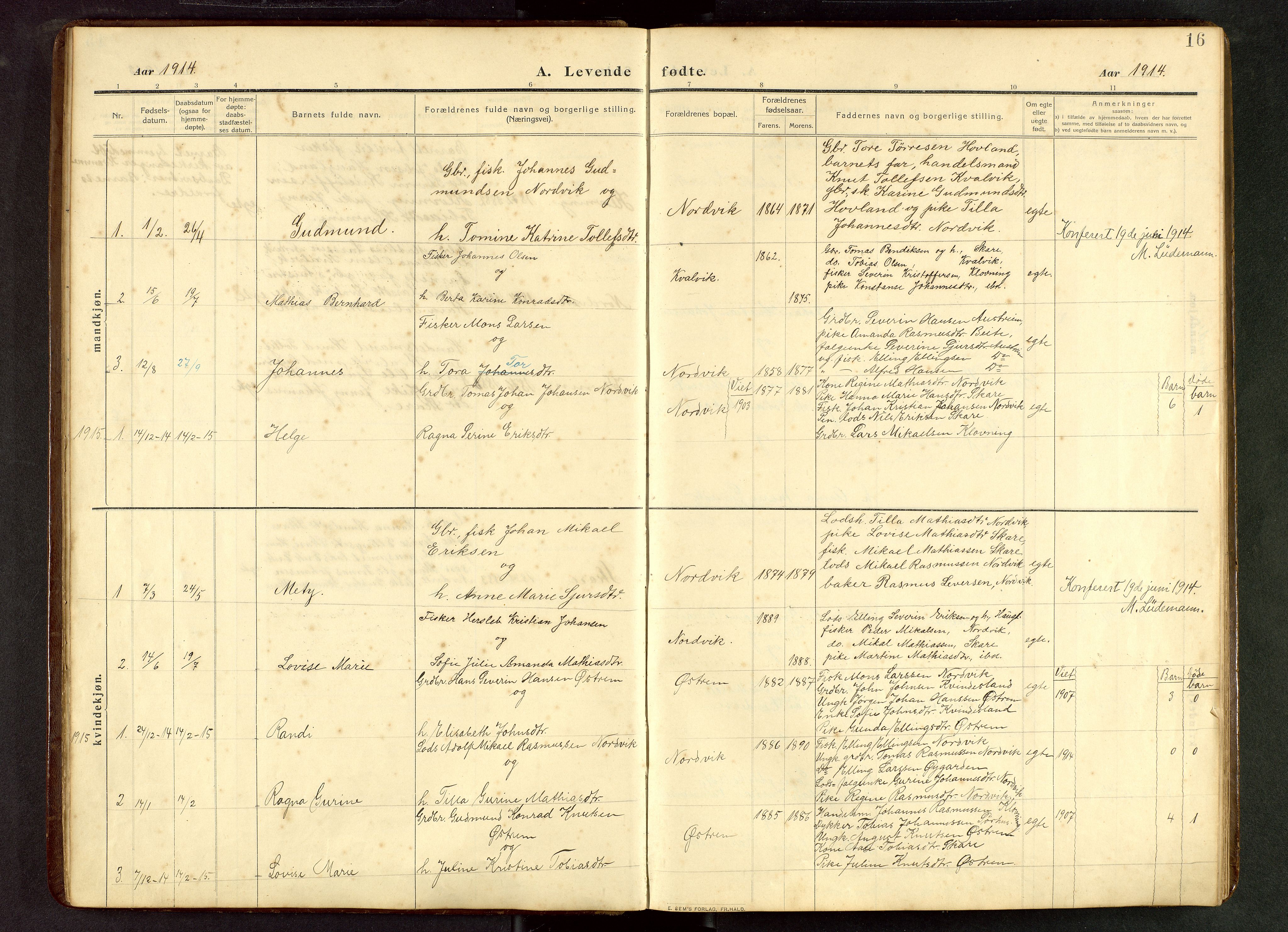 Torvastad sokneprestkontor, AV/SAST-A -101857/H/Ha/Hab/L0012: Klokkerbok nr. B 12, 1909-1945, s. 16