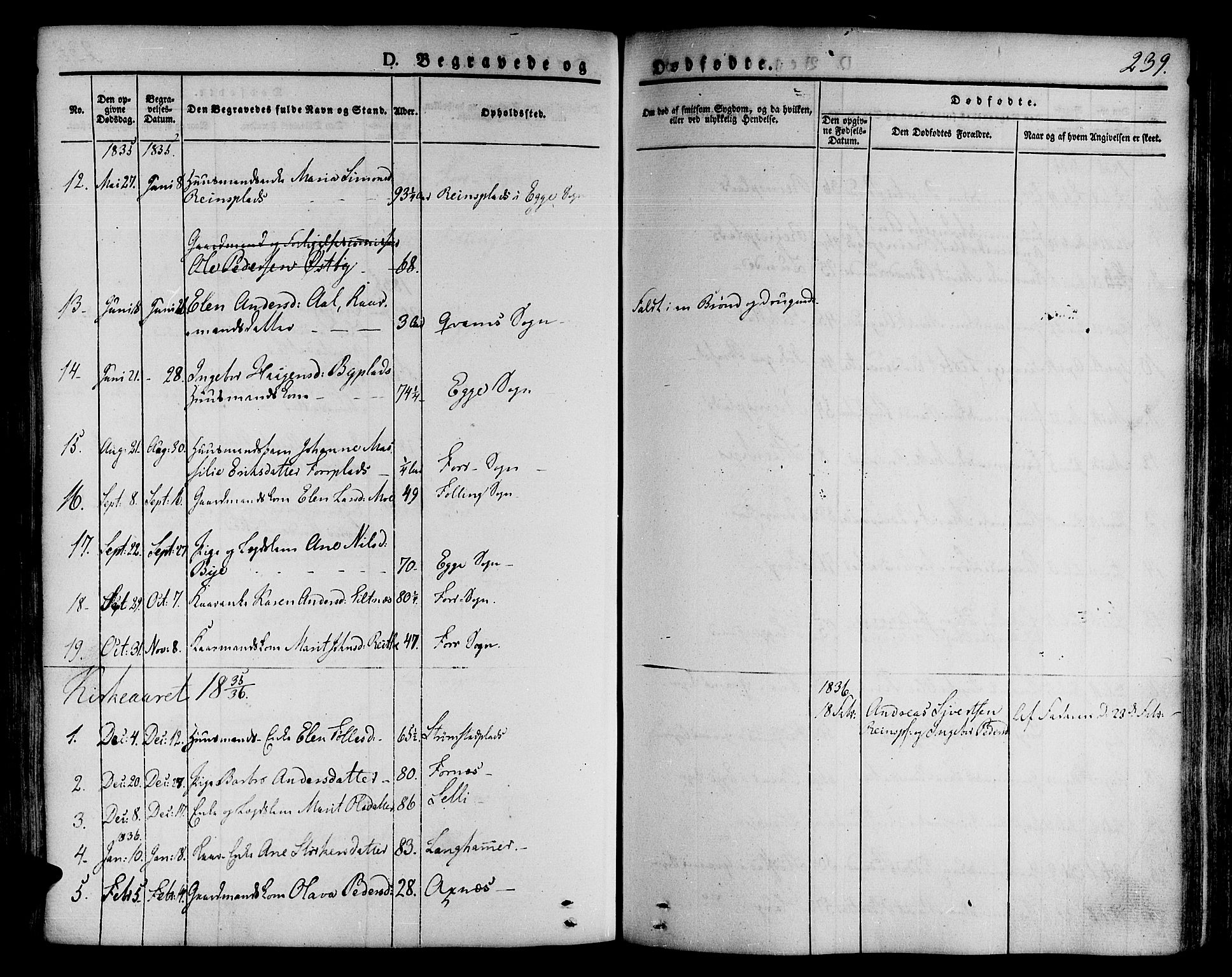 Ministerialprotokoller, klokkerbøker og fødselsregistre - Nord-Trøndelag, AV/SAT-A-1458/746/L0445: Ministerialbok nr. 746A04, 1826-1846, s. 239