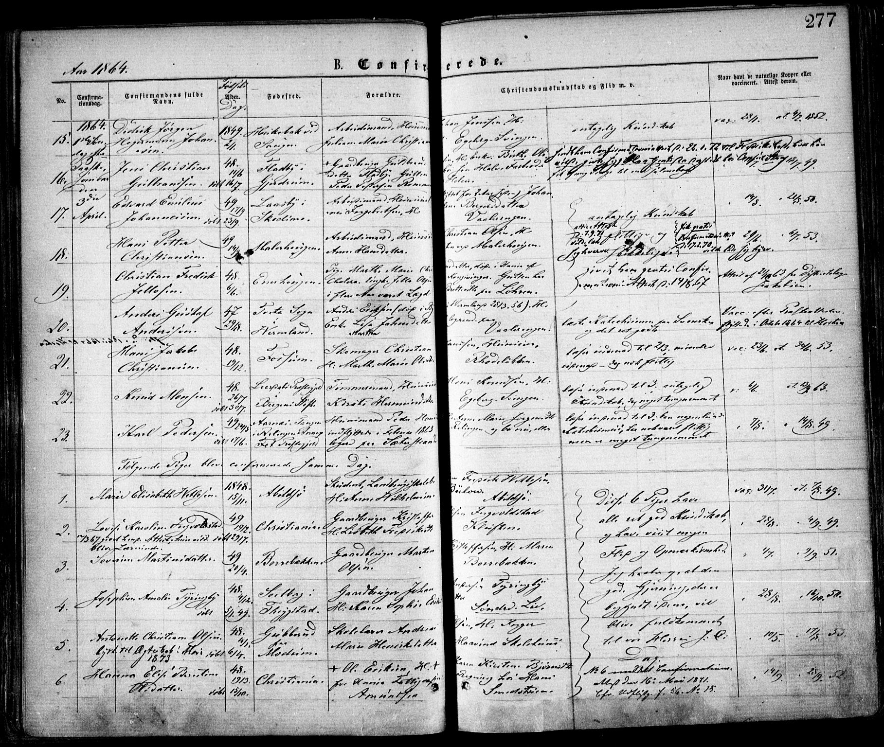 Østre Aker prestekontor Kirkebøker, AV/SAO-A-10840/F/Fa/L0001: Ministerialbok nr. I 1, 1861-1869, s. 277