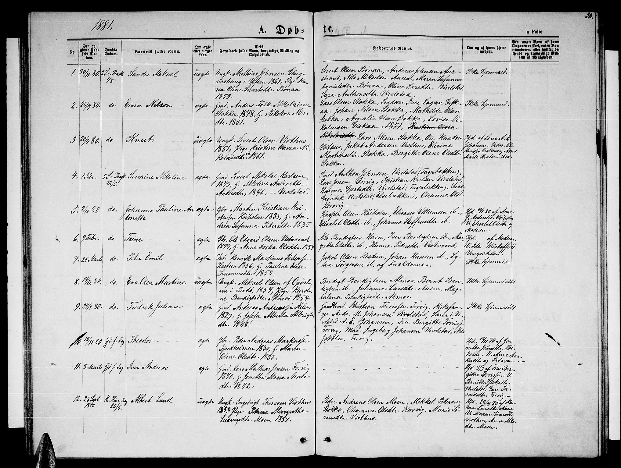 Ministerialprotokoller, klokkerbøker og fødselsregistre - Nordland, SAT/A-1459/819/L0276: Klokkerbok nr. 819C02, 1869-1887, s. 32